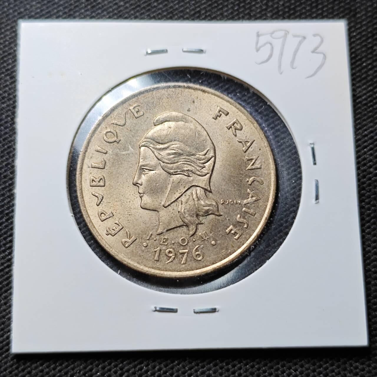 KK钱币收藏小铺  第359场  2月预留时间 周末发货  法属新喀里多尼亚100法郎 好品