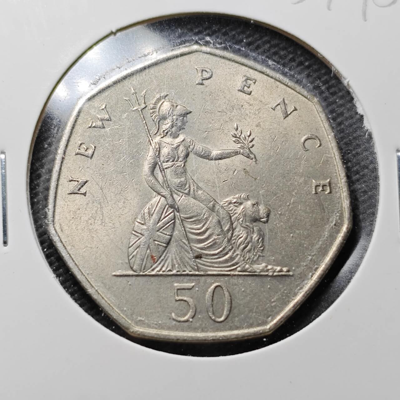 KK钱币收藏小铺  第359场  2月预留时间 周末发货  1969英国大50便士 好品