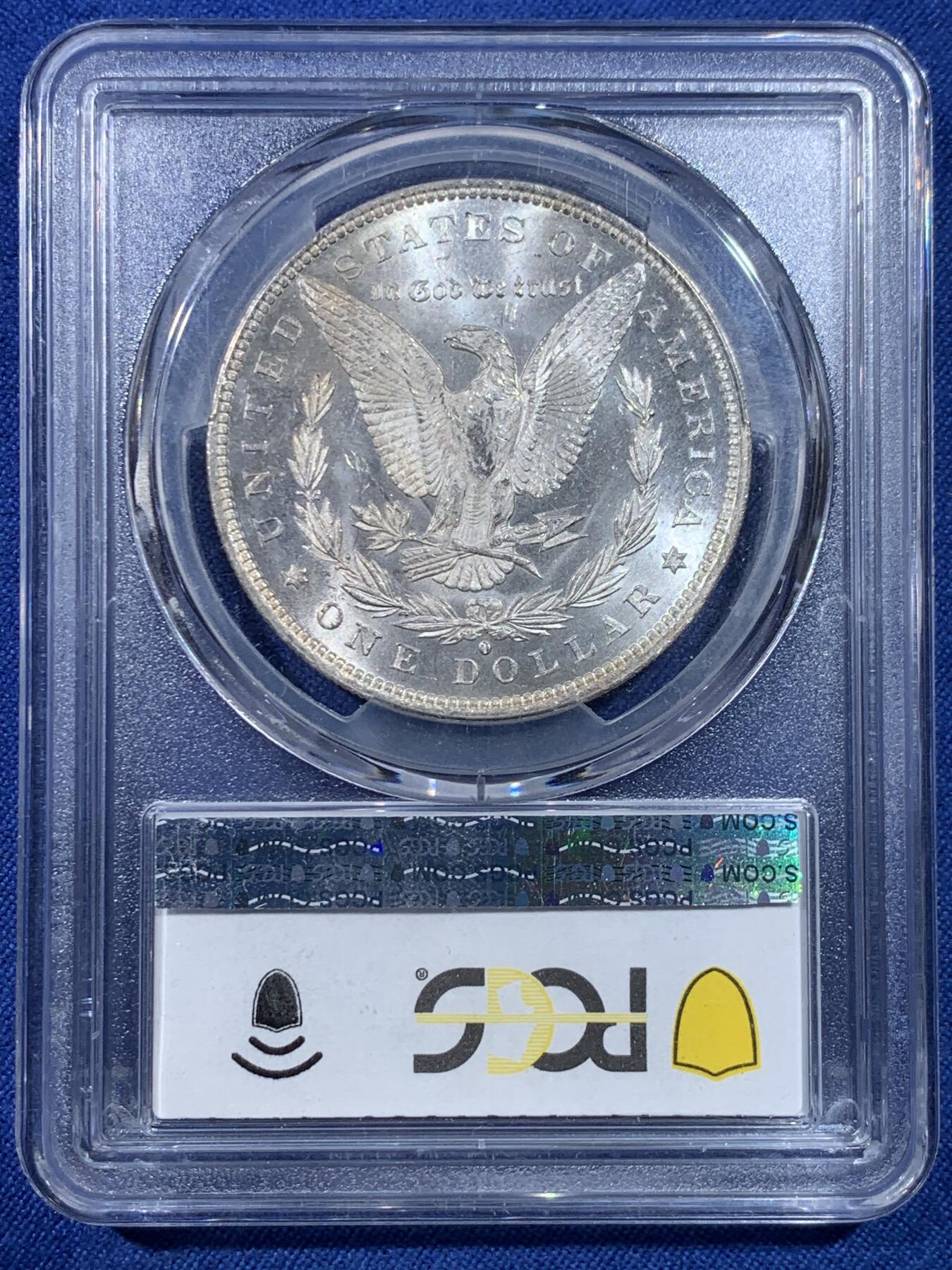 《竞宝斋》第432场 周日，周一 2场连拍 （全场包邮） PCGS MS63 美国1884-O摩根银币 转光品相底板好，盒子边沿小磕