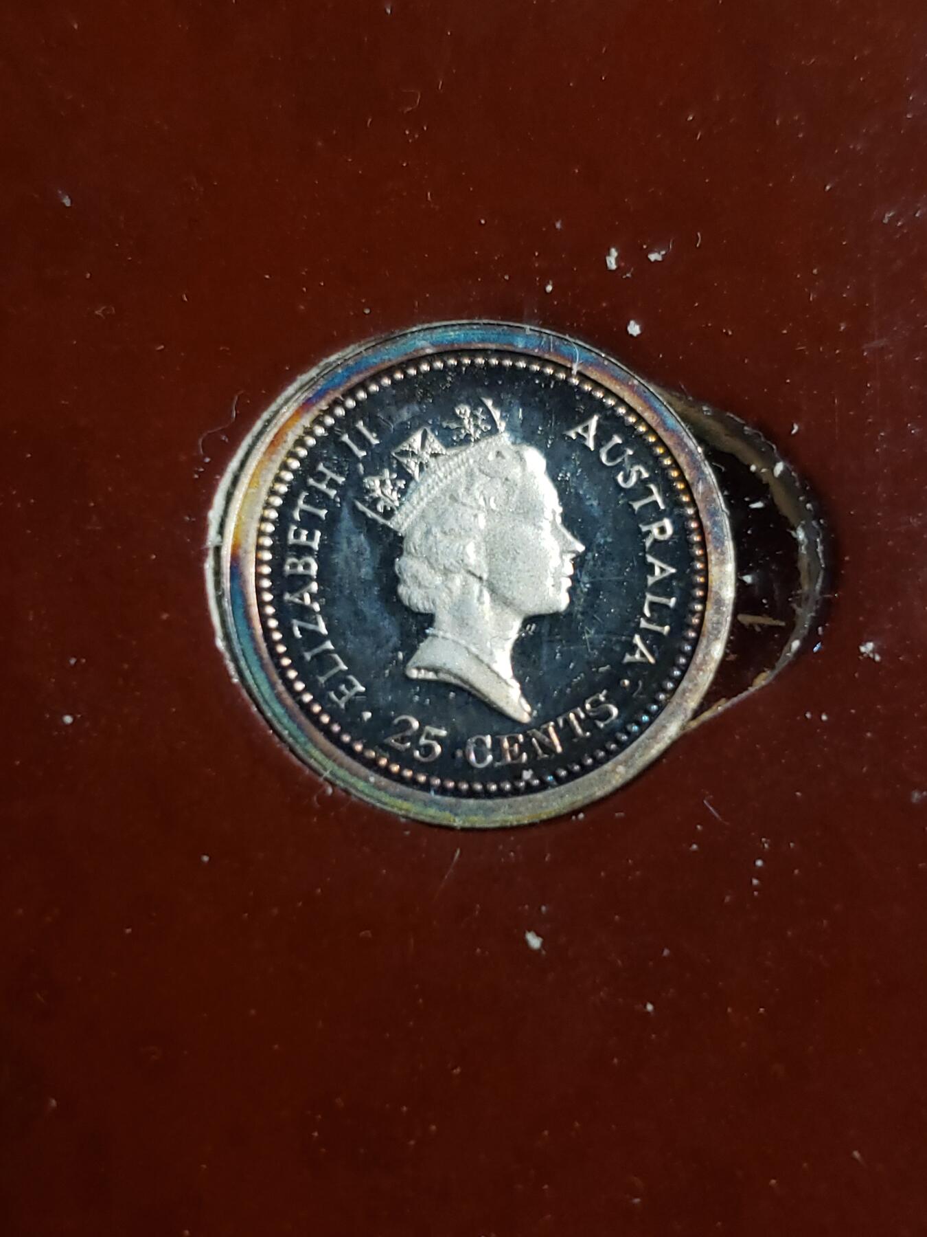 世界各国银币章专场（第23场） 原装证书册1988年澳大利亚25分、1元子母精制银币（带彩）