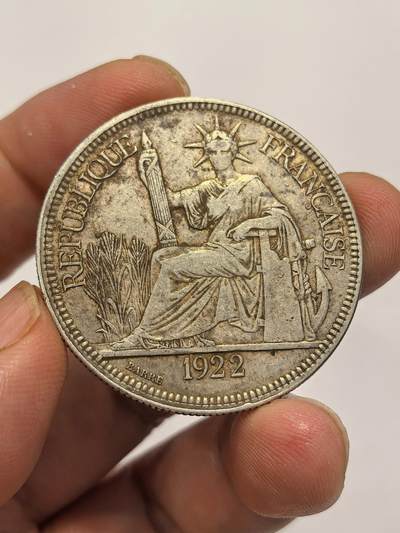 博洋堂世界钱币拍卖第144期（全场包邮） - 法属印支1922年无字版坐洋大银币，原生态包浆
