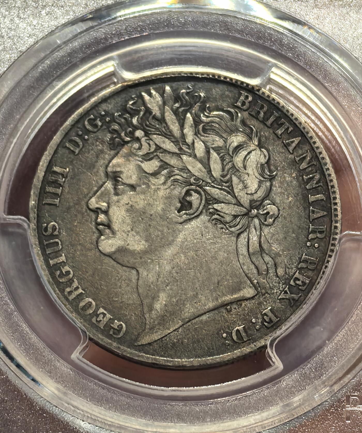 南宋泉阁俄币 外币 国币 专场第十八期 【送拍无额外佣金】 英国 1820年 乔治四世 三花版半克朗银币 PCGS评级XF40 稍微少见的品种 老包浆通货好品