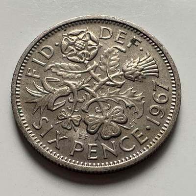 🌹外币初藏🌹🐯2025年第120场  每周二四六晚8️⃣点 接代拍 - 英国1967年六便士