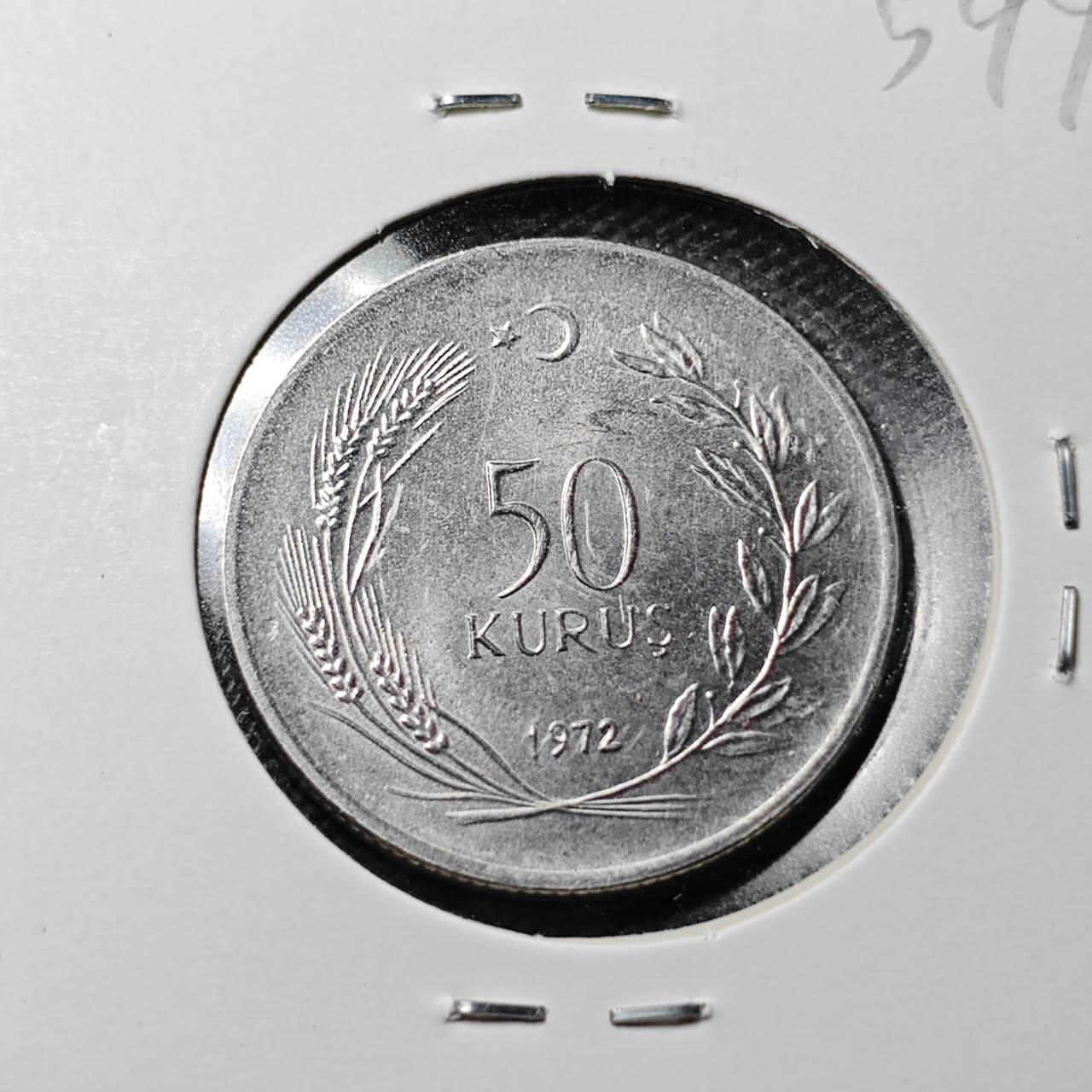 KK钱币收藏小铺  第359场  2月预留时间 周末发货  1972土耳其50库鲁 披纱女士 品不错
