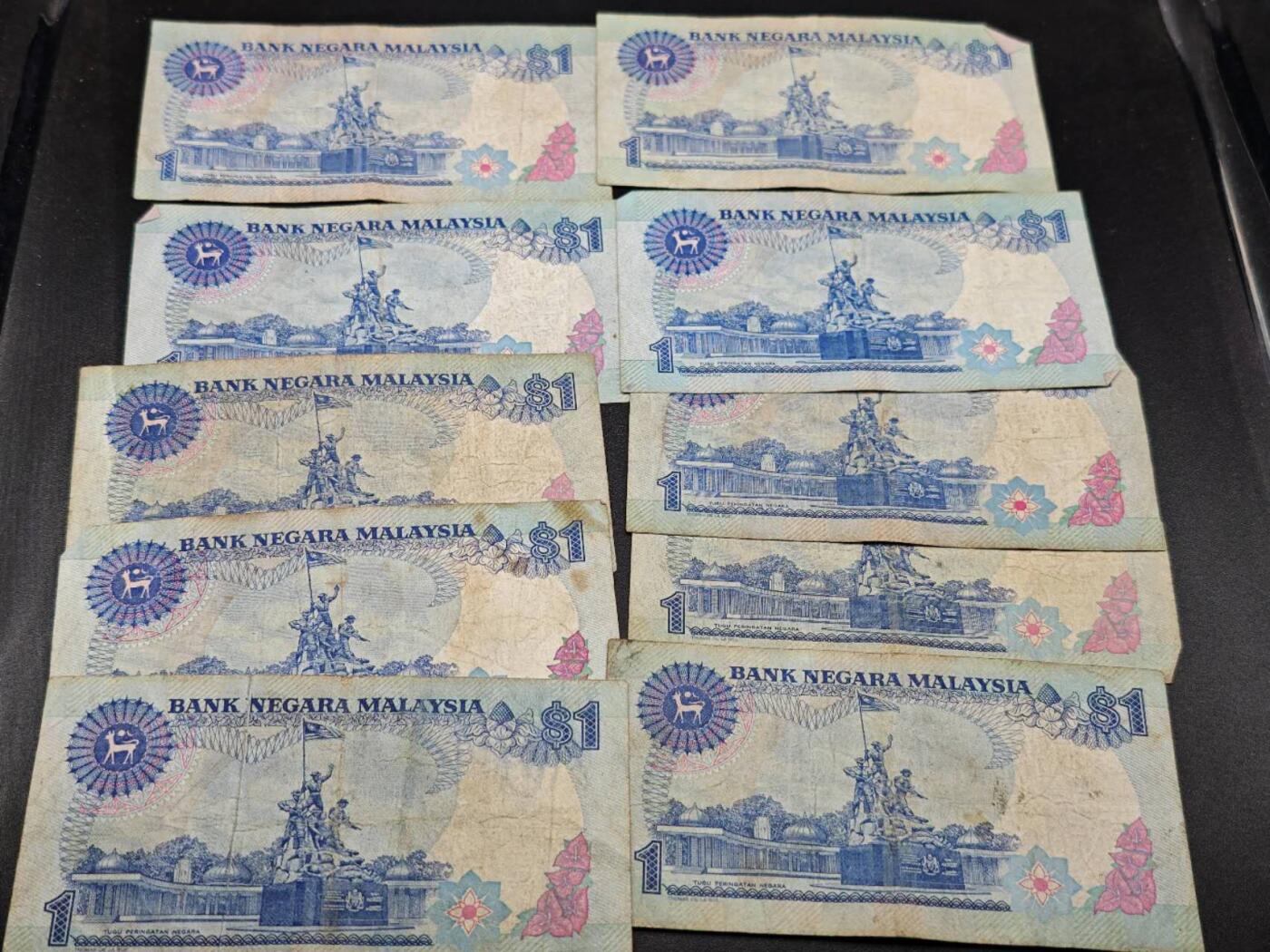 【淘币小摊】限时拍第七百七十七拍   纸币场  满百包邮可预留两周  周一统一发货  马来西亚1林吉特10张