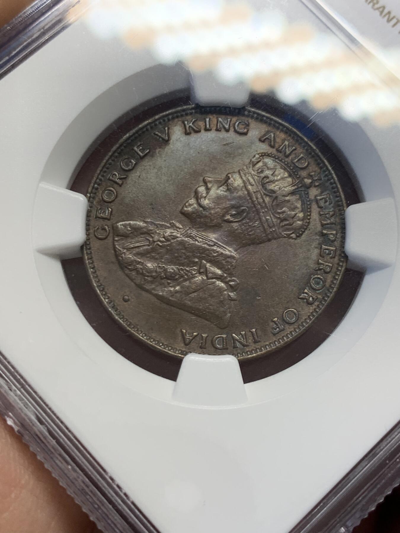 《竞宝斋》第432场 周日，周一 2场连拍 （全场包邮） NGC UNC 香港 1926年 一仙 乔治 铜币 原味包浆