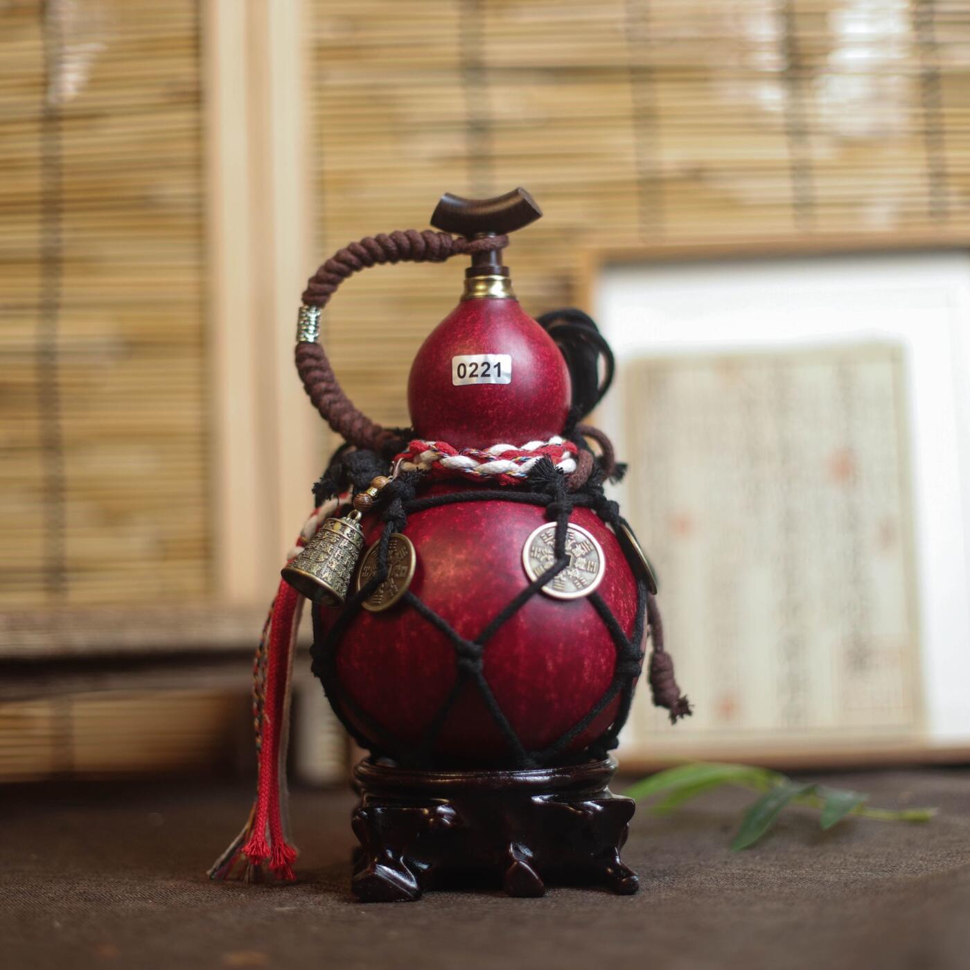 听雨轩（9）精品 非遗工艺天然大漆酒葫芦 一物一图专场 精品非遗工艺天然大漆酒葫芦0221 600ml
