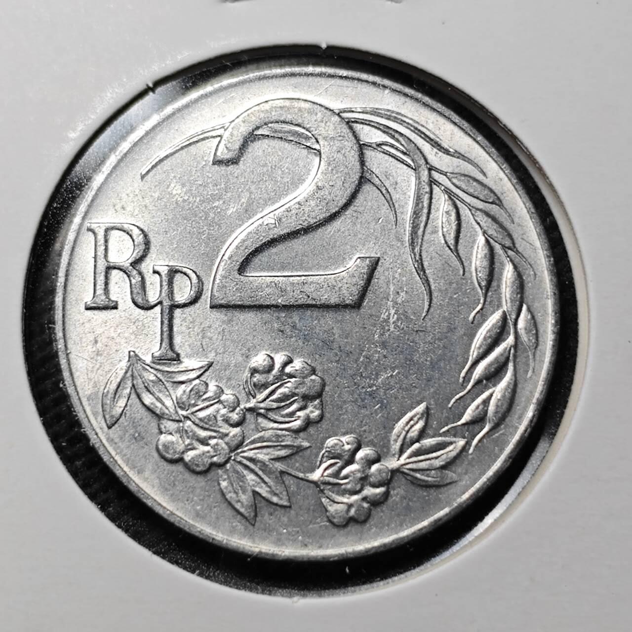 KK钱币收藏小铺  第359场  2月预留时间 周末发货  1970印度尼西亚2卢比 好品