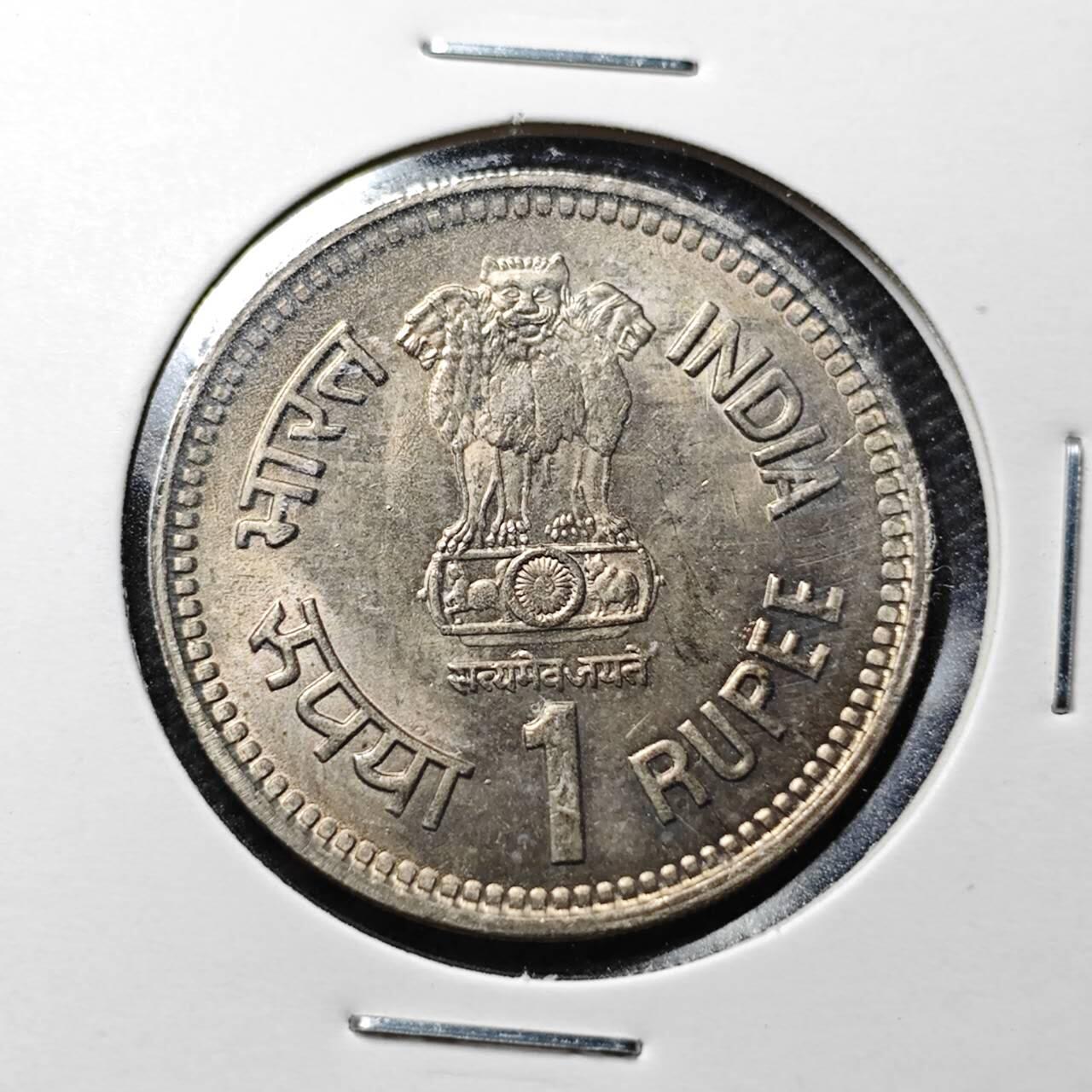 KK钱币收藏小铺  第359场  2月预留时间 周末发货  1989印度1卢比纪念币