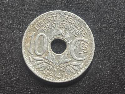 邮泉阁限时拍卖第三十二场 法国硬币专场（硬币在国外。请付邮费6元。） - 第四共和国1941年10分-版