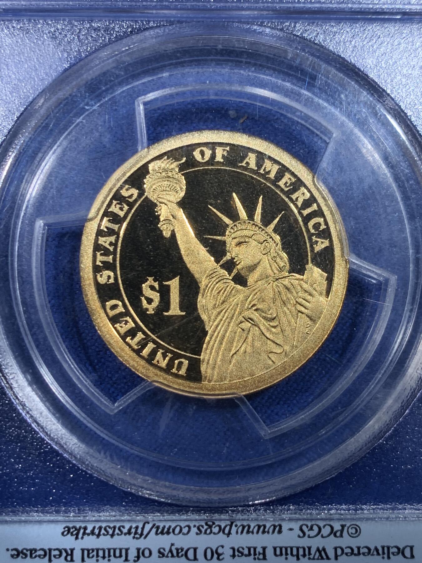 《竞宝斋》第433场 周日，周一 2场连拍 （全场包邮） PCGS PR69DCAM 美国总统币1美元-2010-S-富兰克林-皮尔斯
