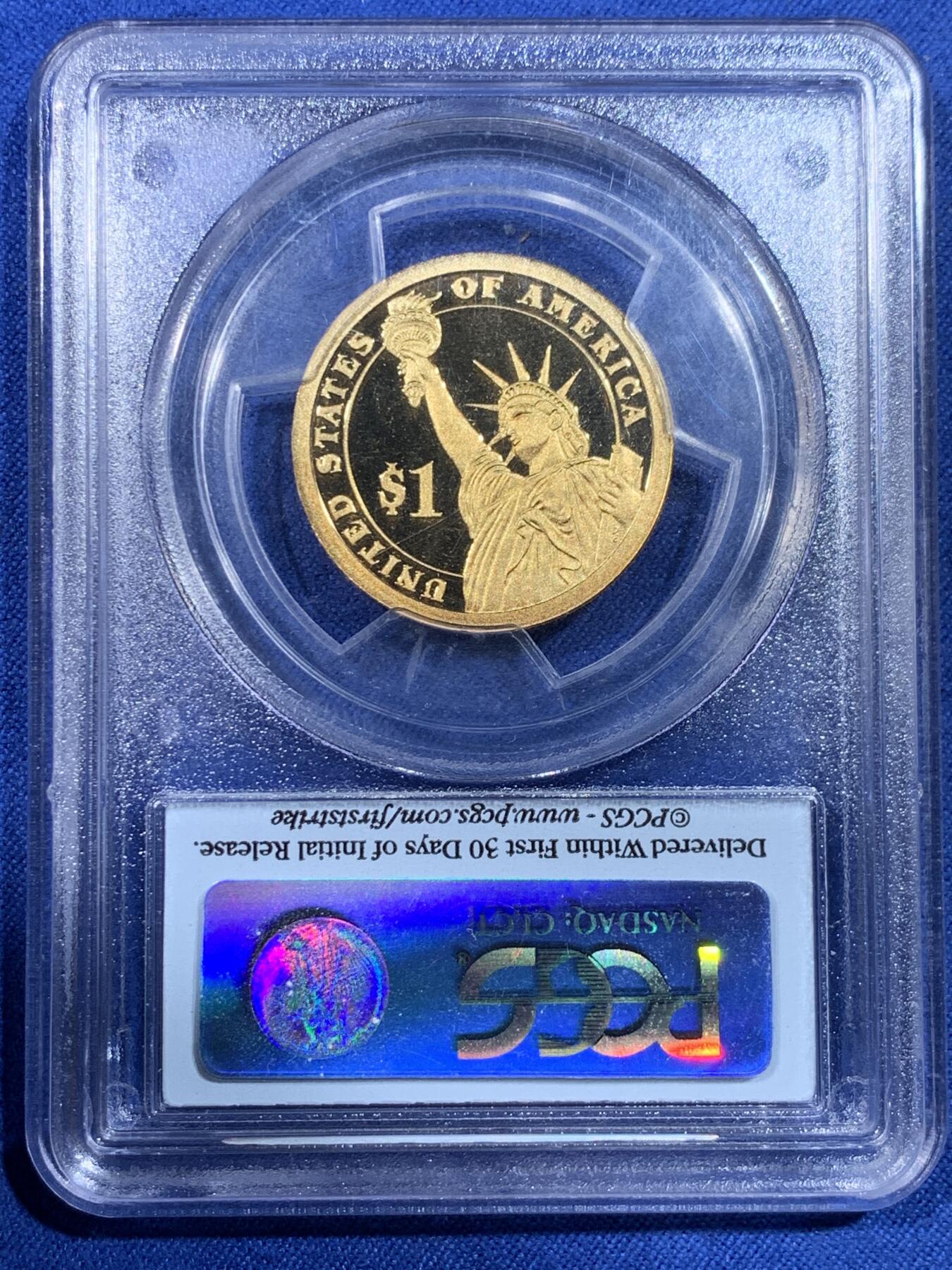 《竞宝斋》第433场 周日，周一 2场连拍 （全场包邮） PCGS PR69DCAM 美国总统币1美元-2010-S-富兰克林-皮尔斯