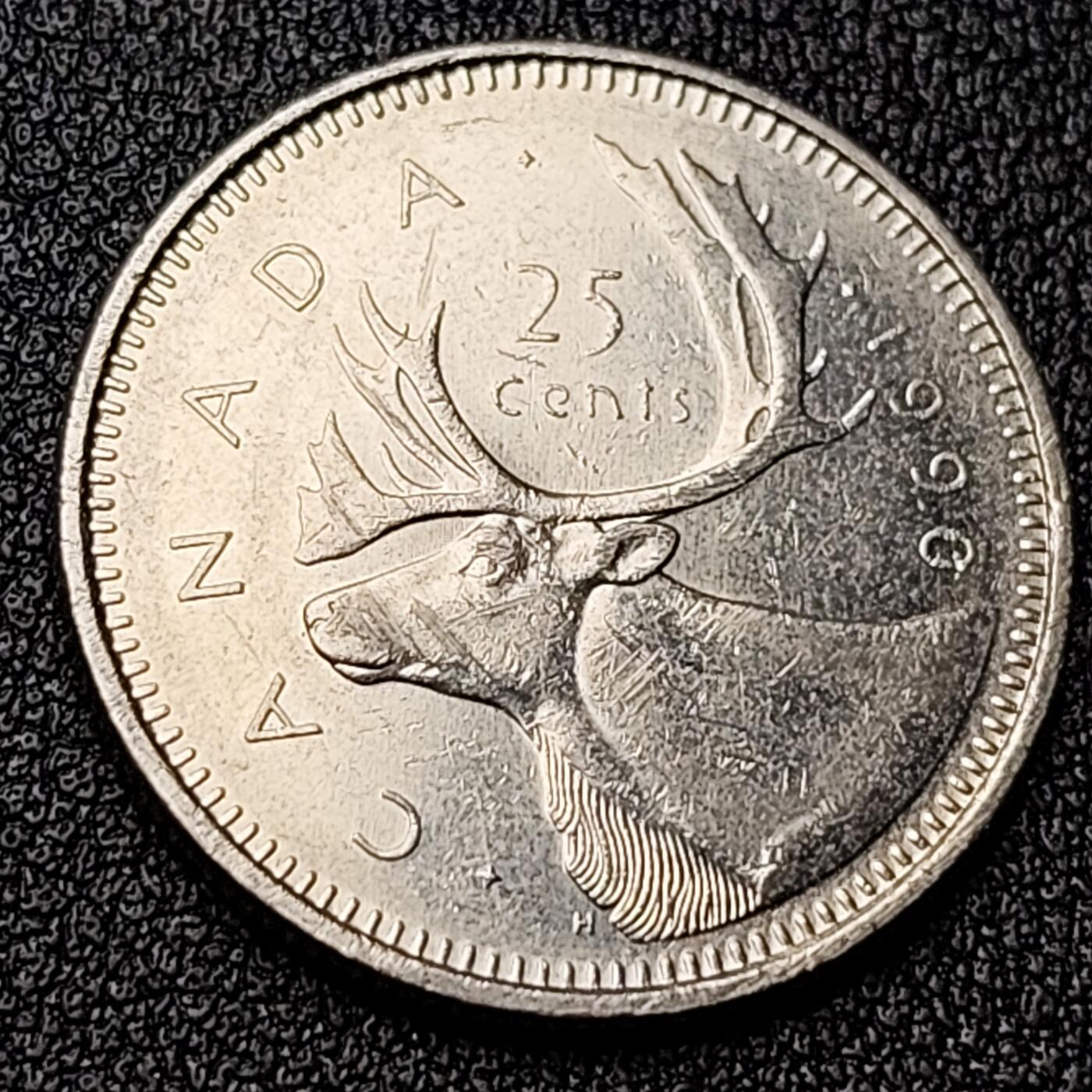 泉币菌-第118场-精品福利场 高币值 加拿大1990年1/4加拿大元 伊丽莎白二世 驯鹿 24mm 