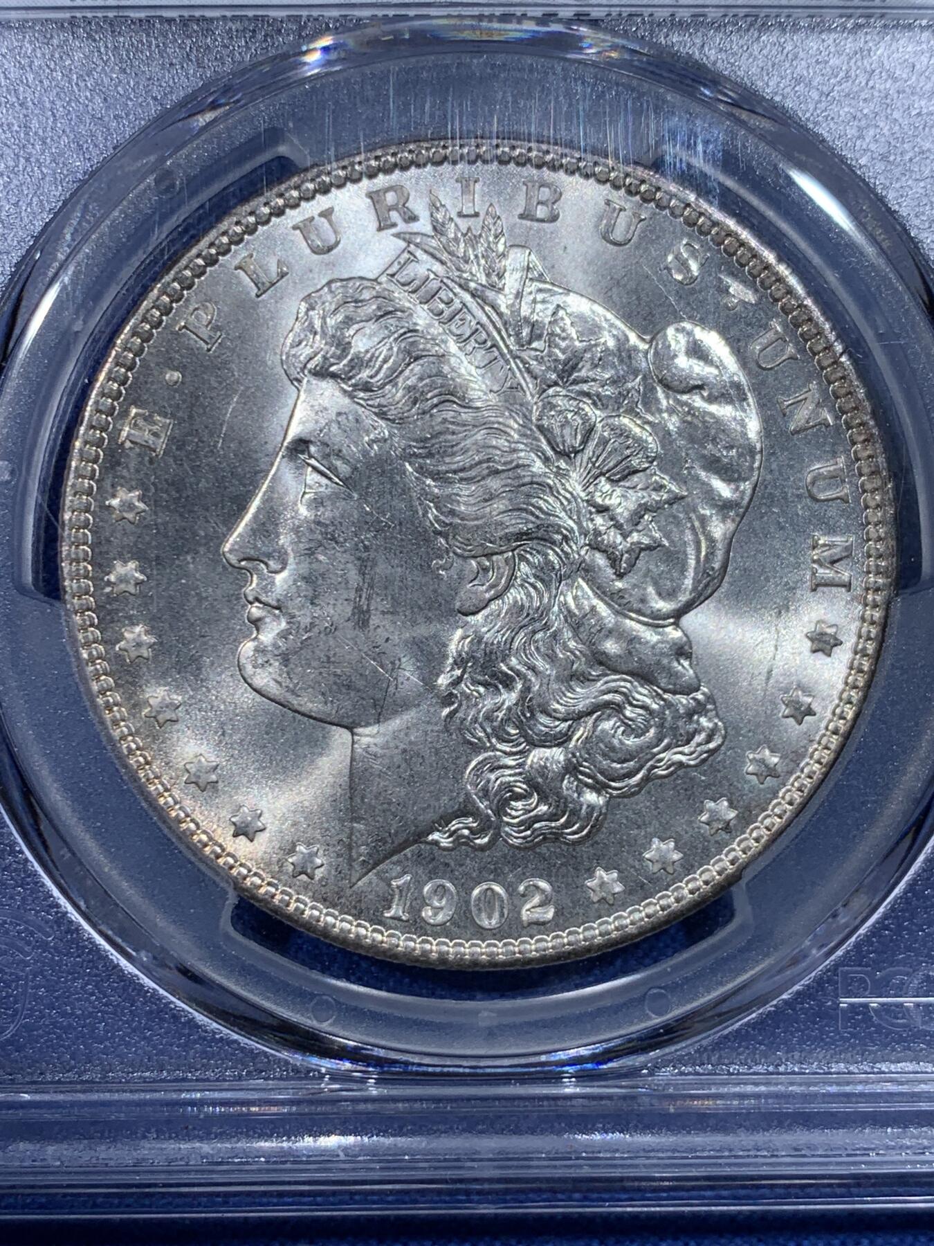 《竞宝斋》第433场 周日，周一 2场连拍 （全场包邮） PCGS MS64 美国 1902年 摩根银币 光度不错 细节见图
