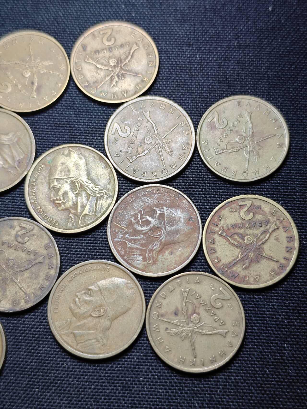 KK钱币收藏小铺  第359场  2月预留时间 周末发货  希腊2德拉克马铜币一组19枚