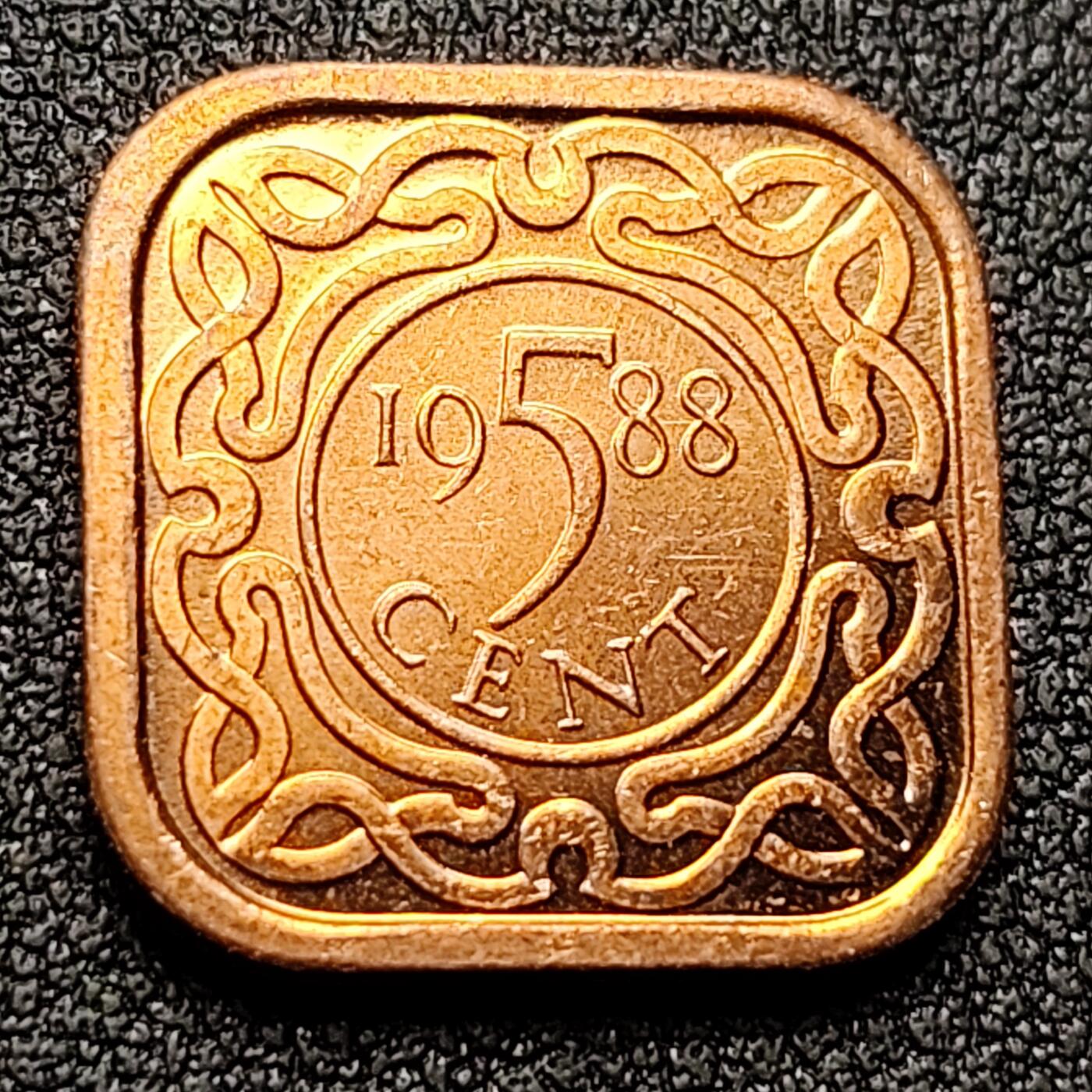 泉币菌-第118场-精品福利场 少见原光极美 苏里南 1988年 5分硬币 方形币 保真