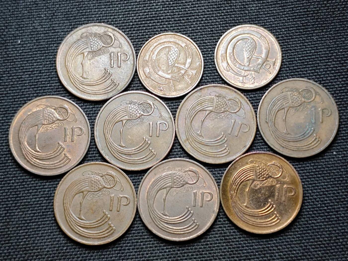 KK钱币收藏小铺  第359场  2月预留时间 周末发货  爱尔兰铜币镍币一组19枚