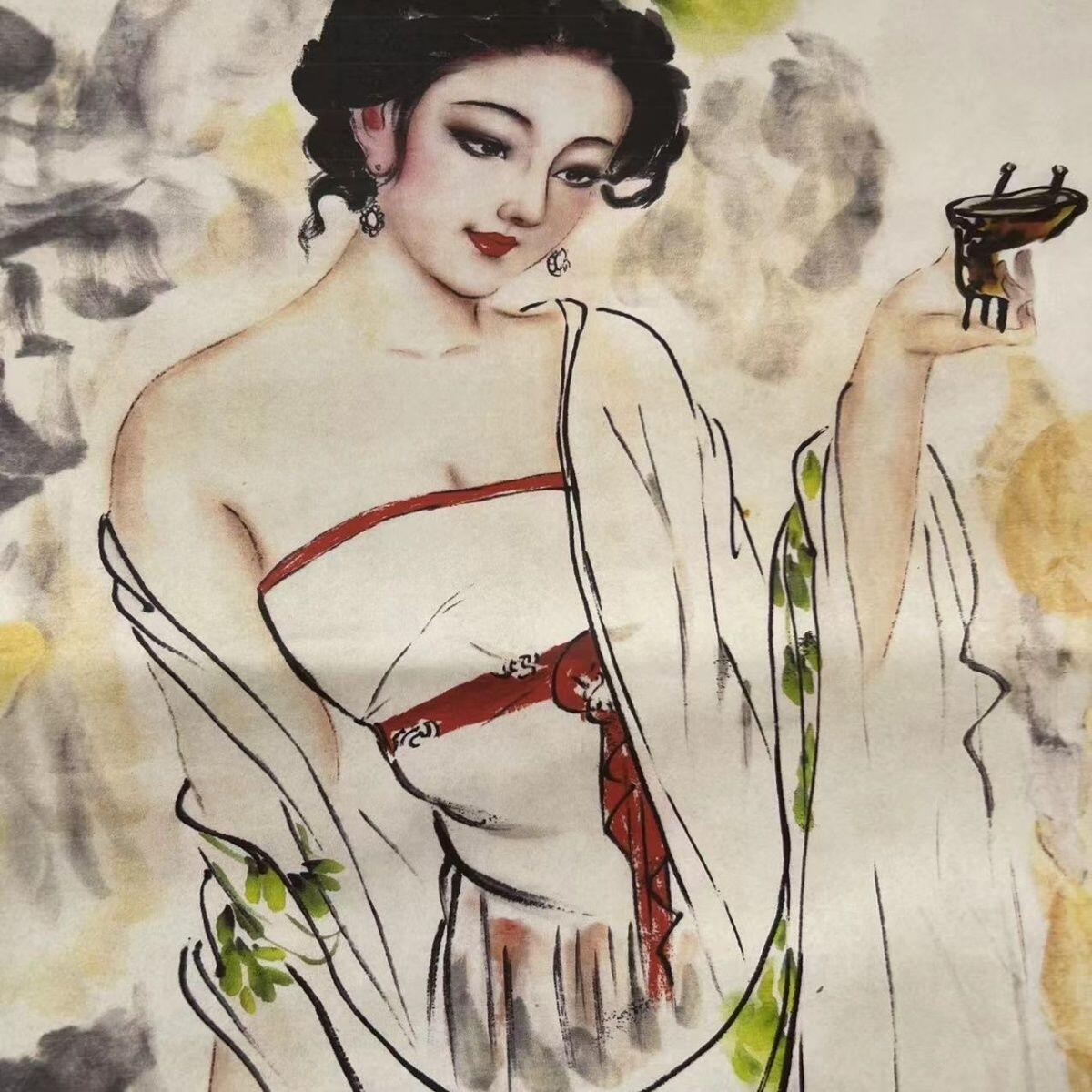 听雨轩（10） 名家名画中堂挂画（一） 刘继卣 贵妃醉酒图 （仿古装饰画）
