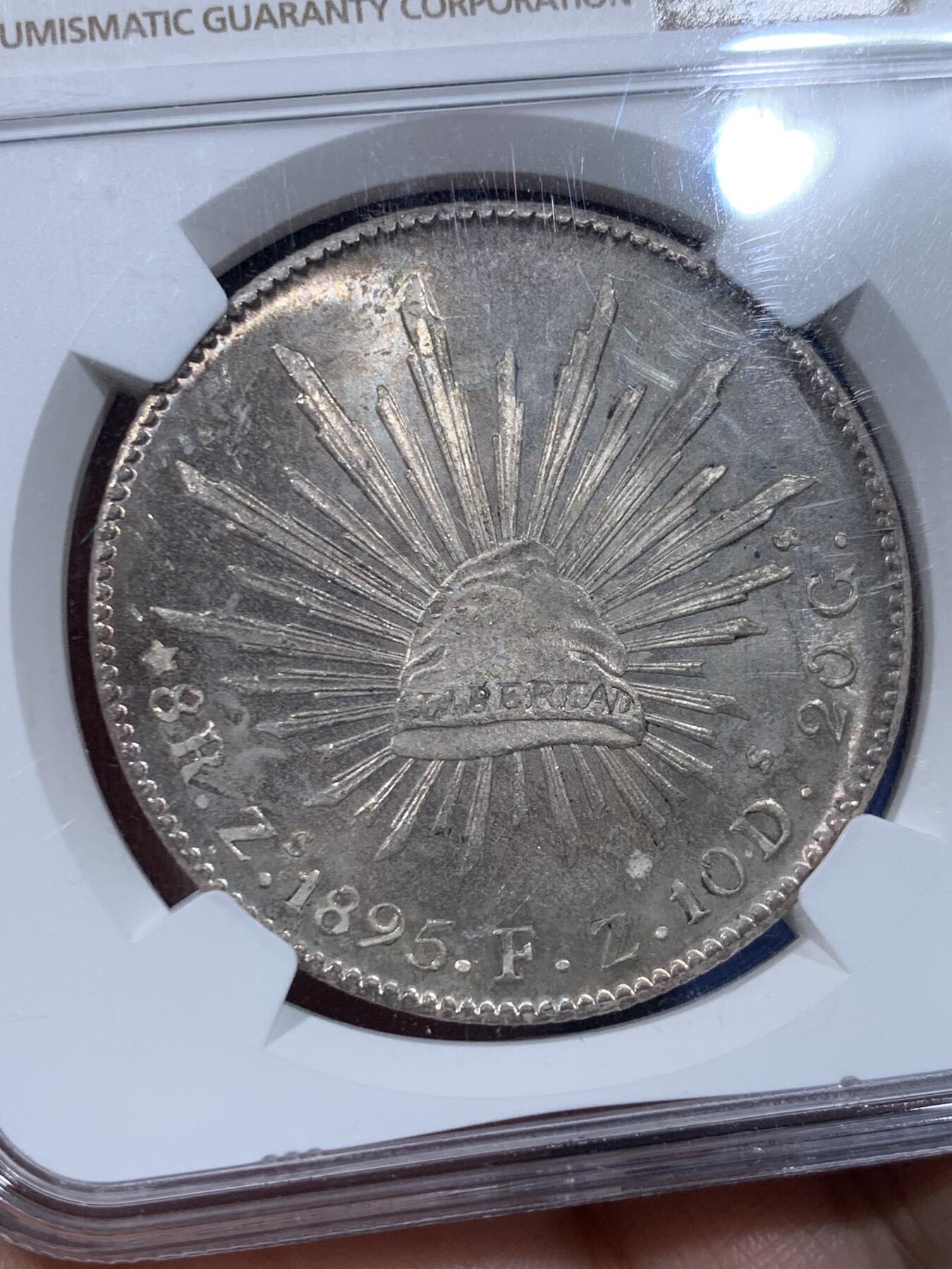 《竞宝斋》第433场 周日，周一 2场连拍 （全场包邮） NGC MS63 墨西哥 1895年ZS FZ版 花边鹰洋 凝霜感强烈