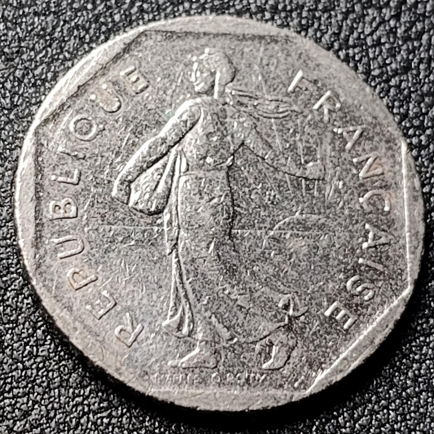 泉币菌-第118场-精品福利场 法国早期（1979年）2法郎镍币  26mm播种女神 入欧前 末版 绝版币