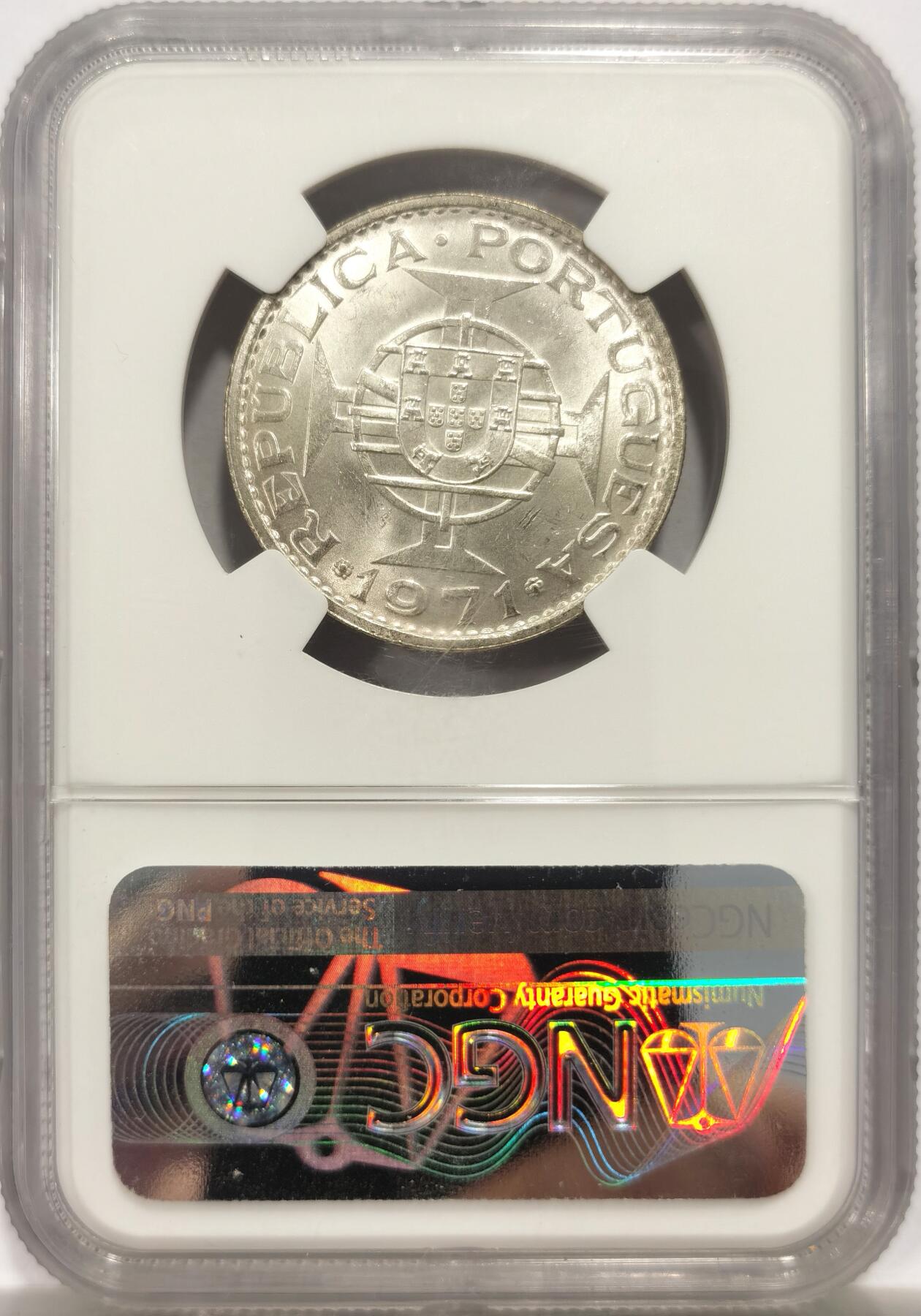 博洋堂世界钱币拍卖第144期（全场包邮） NGC MS65 澳门1971年5元银币 光度和分数都不错，薄包浆