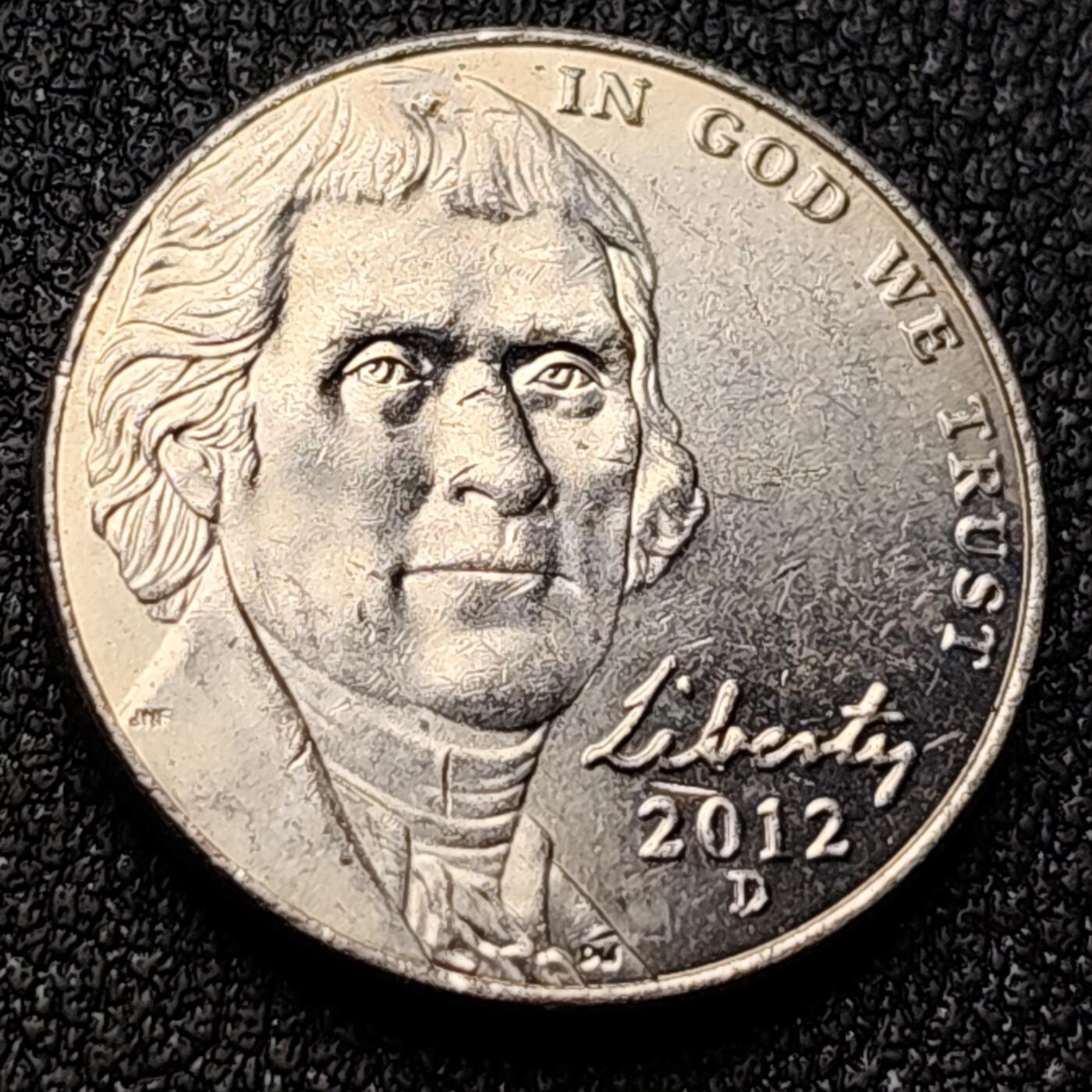 泉币菌-第118场-精品福利场 美国杰弗逊5分,签字款,重5g直径21.21mm