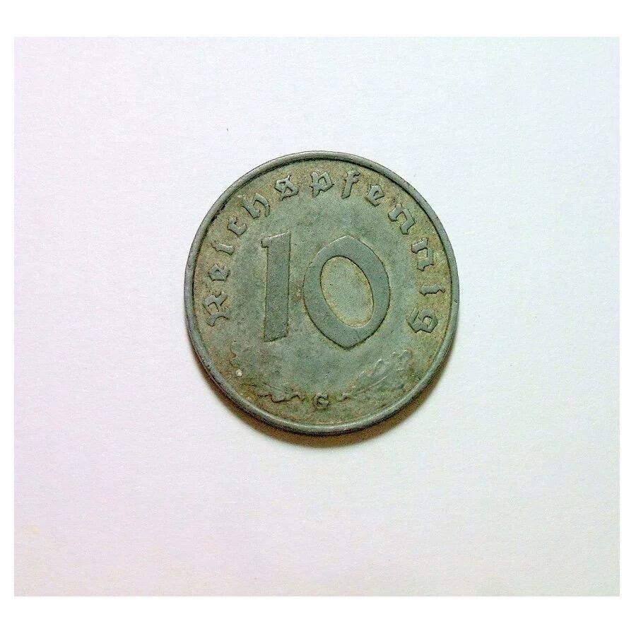 【旋风钱币】11月8日19:00准时开拍 精美欧洲币章、银币银章、第三帝国钱币等 全场包邮！ 稀年 德国第三帝国1943年G版10芬尼 好品