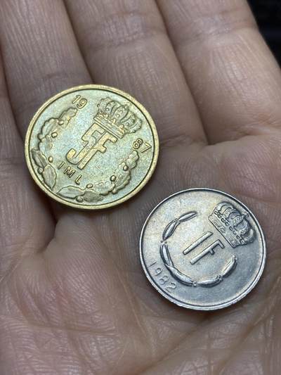 2025年第一百一十八场(总第一百四十四场）外国好品散币(免佣金) - 卢森堡🇱🇺2枚：1987年5法郎，1982年1法郎