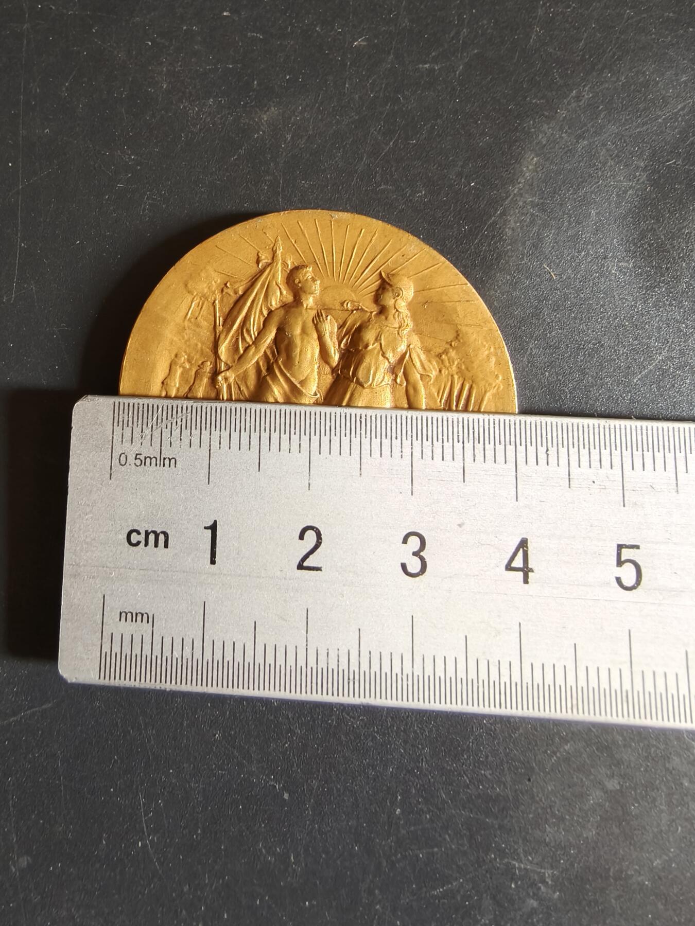 老王徽章第159期 法国国家射击协会大铜章     直径41mm.    重量31.8g