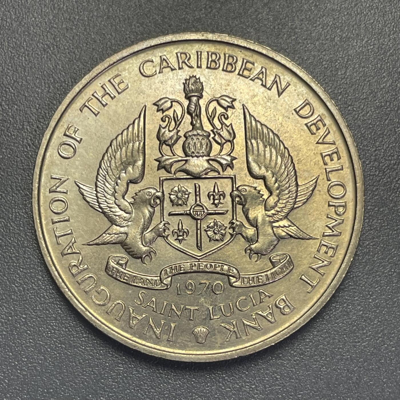 回流1115 圣卢西亚1970年4元大铜镍币 FAO系列名誉品 香蕉币 稀少品种 全新品相