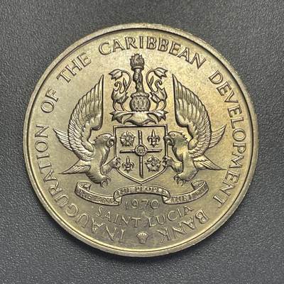 回流1115 - 圣卢西亚1970年4元大铜镍币 FAO系列名誉品 香蕉币 稀少品种 全新品相