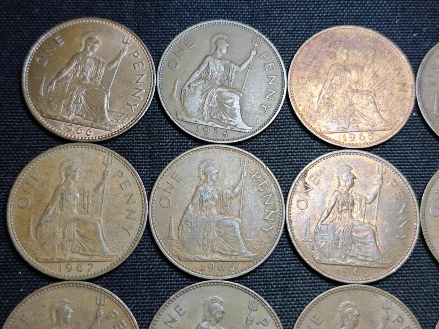 KK钱币收藏小铺  第359场  2月预留时间 周末发货  英国一便士铜币一组15枚