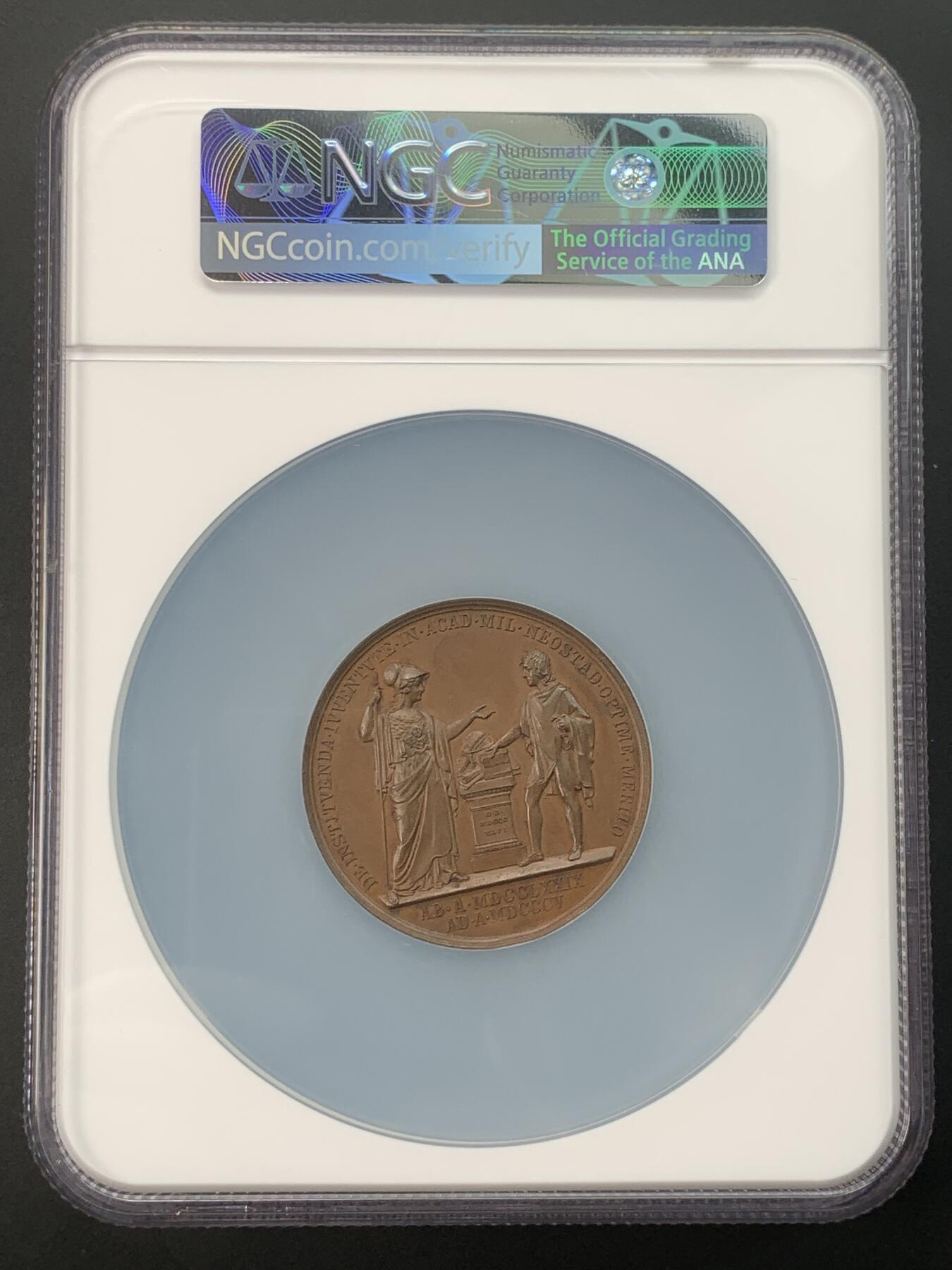掌中浮雕-藏着的欧洲第039场 NGC MS63：1846年奥地利FRANZ KINSKY伯爵纪念铜章，48mm
