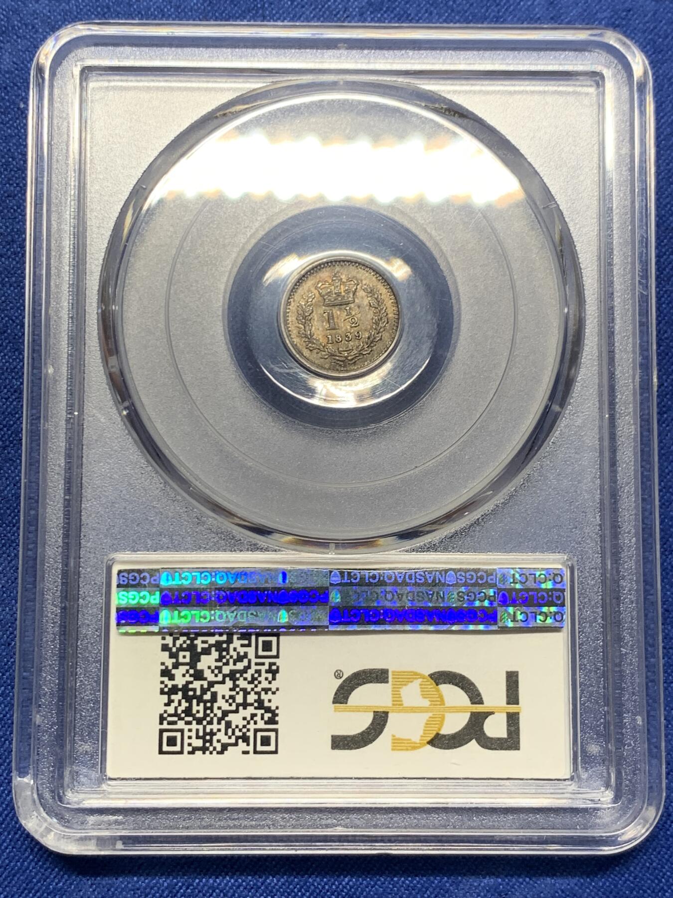 《竞宝斋》第433场 周日，周一 2场连拍 （全场包邮） PCGS MS64 英国1839年小维1.5便士 高分罕见
