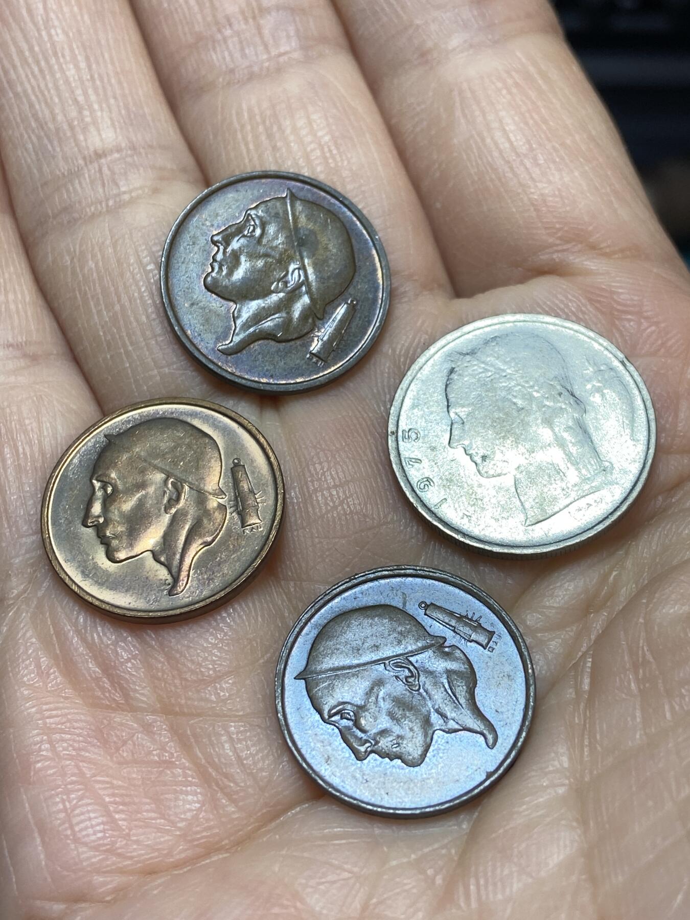 2025年第一百一十八场(总第一百四十四场）外国好品散币(免佣金) 比利时🇧🇪4枚：1955年1957年50分，1975年1法郎