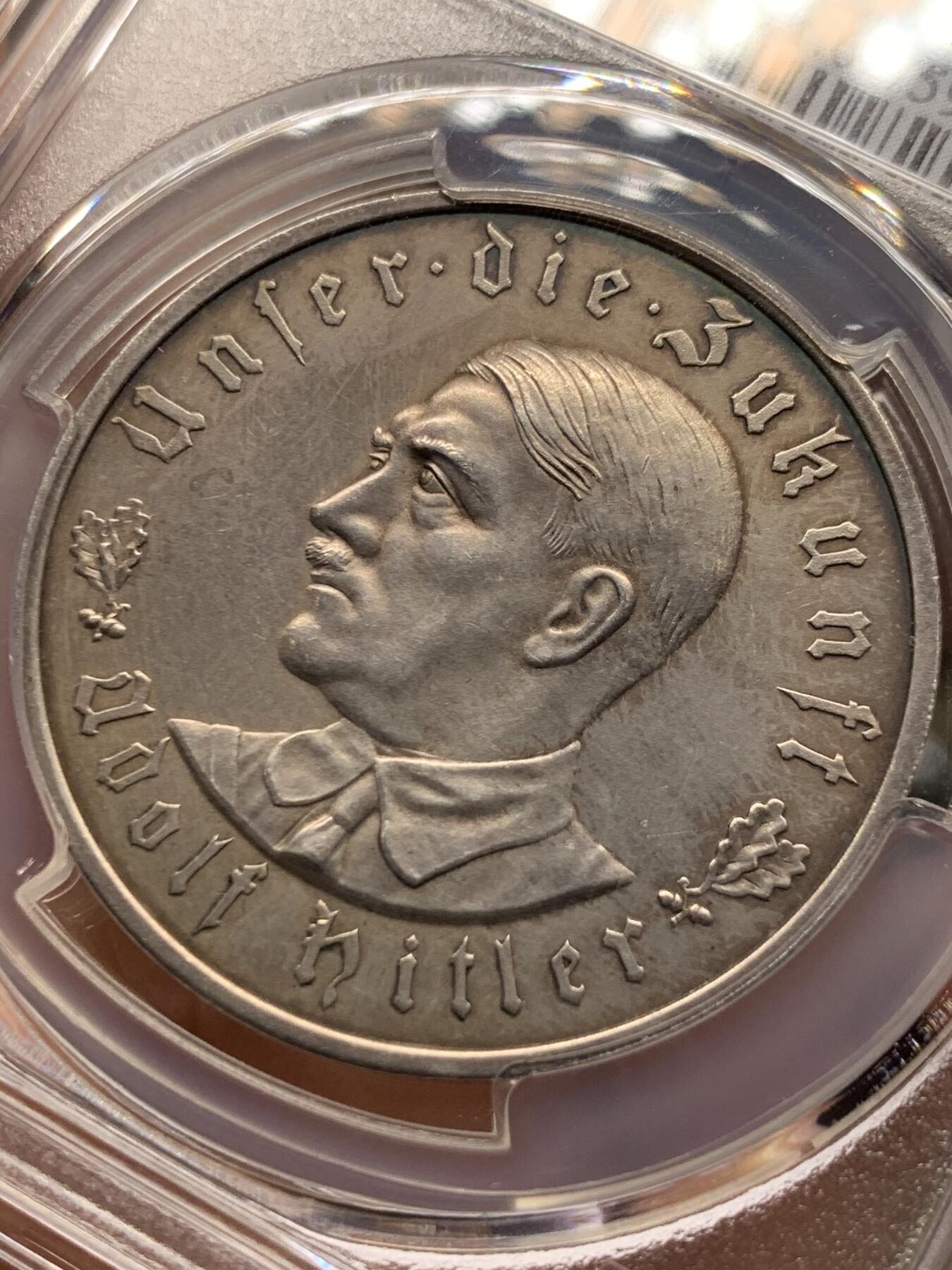 《竞宝斋》第433场 周日，周一 2场连拍 （全场包邮） PCGS SP62 1933年德国民族社会主义工人党党魁当选帝国总理纪念银章 帝国锁链鹰名誉品种