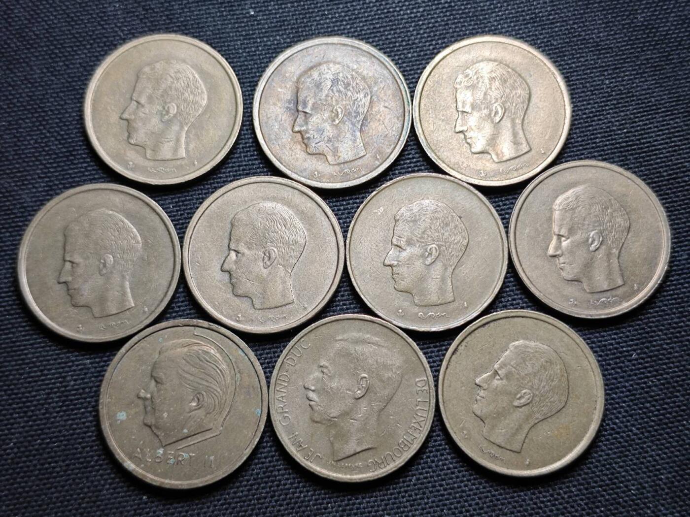 KK钱币收藏小铺  第359场  2月预留时间 周末发货 比利时20法郎一组10枚