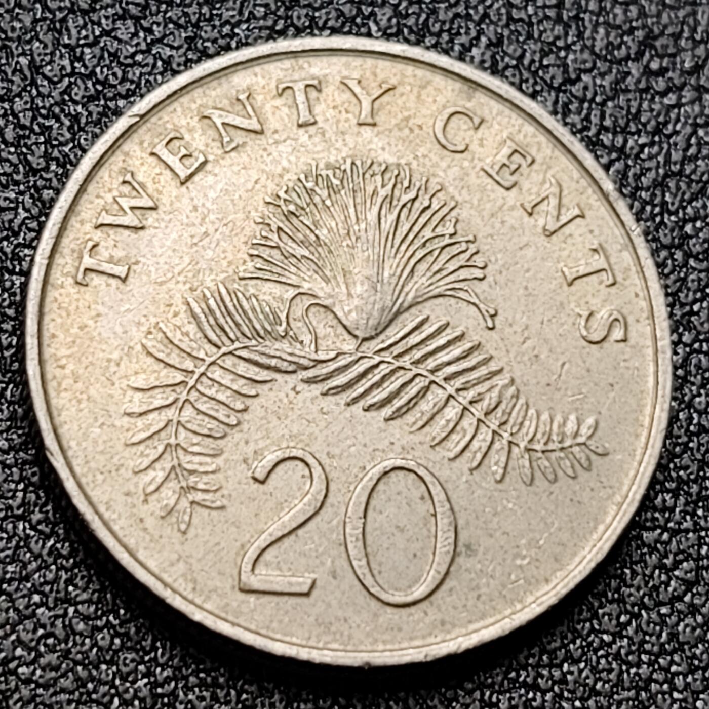 泉币菌-第118场-精品福利场 高币值 新加坡20分 绒球花 高盾徽版 直径21.36mm