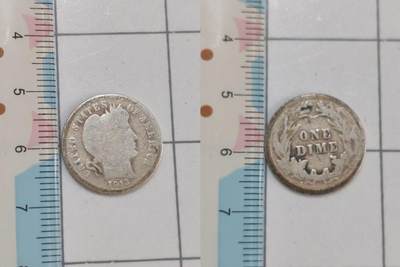 回流铜章硬币 - 美国巴伯系列10美分（One Dime）银币（2.2克）