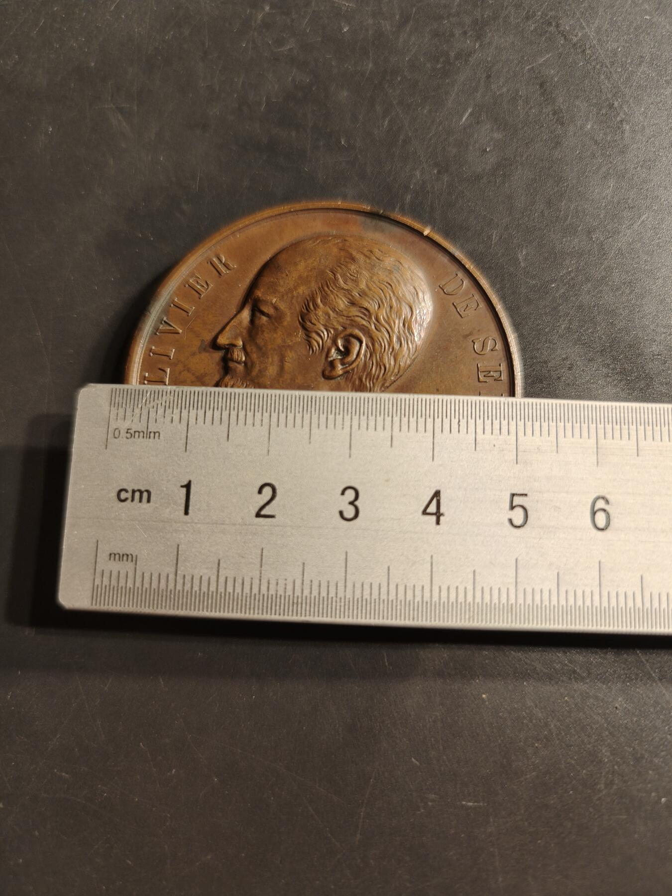 老王徽章第159期 法国马耶纳省农业协会大铜章     直径50mm.    重量61？7g