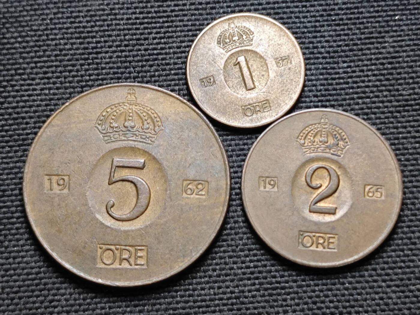 KK钱币收藏小铺  第359场  2月预留时间 周末发货  瑞典大小面值铜币3枚