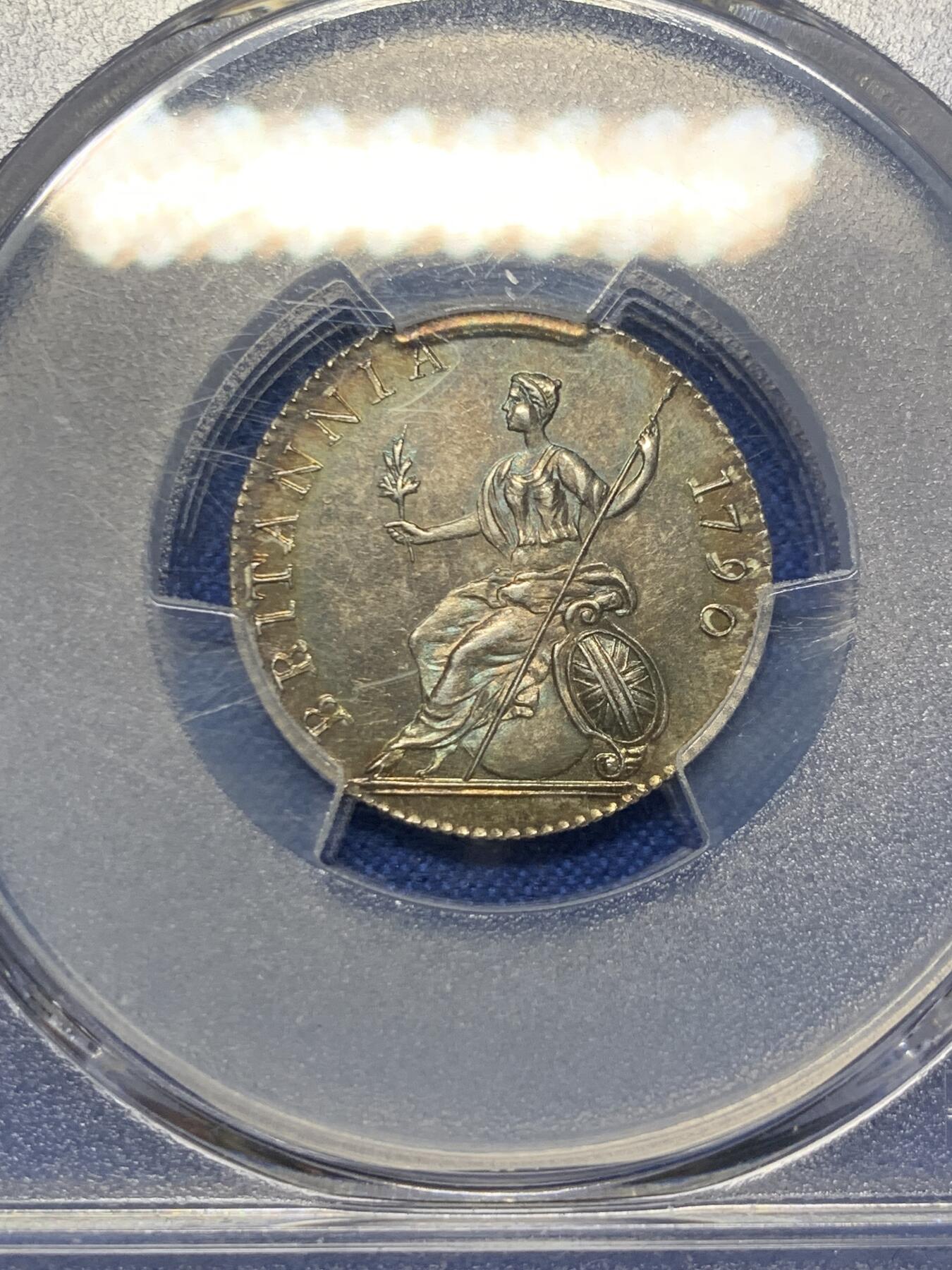 《竞宝斋》第433场 周日，周一 2场连拍 （全场包邮） PCGS PR64 英国1790年6便士精制样币，最为罕见的几种乔治三世样币之一，PCGS亚军收藏级
