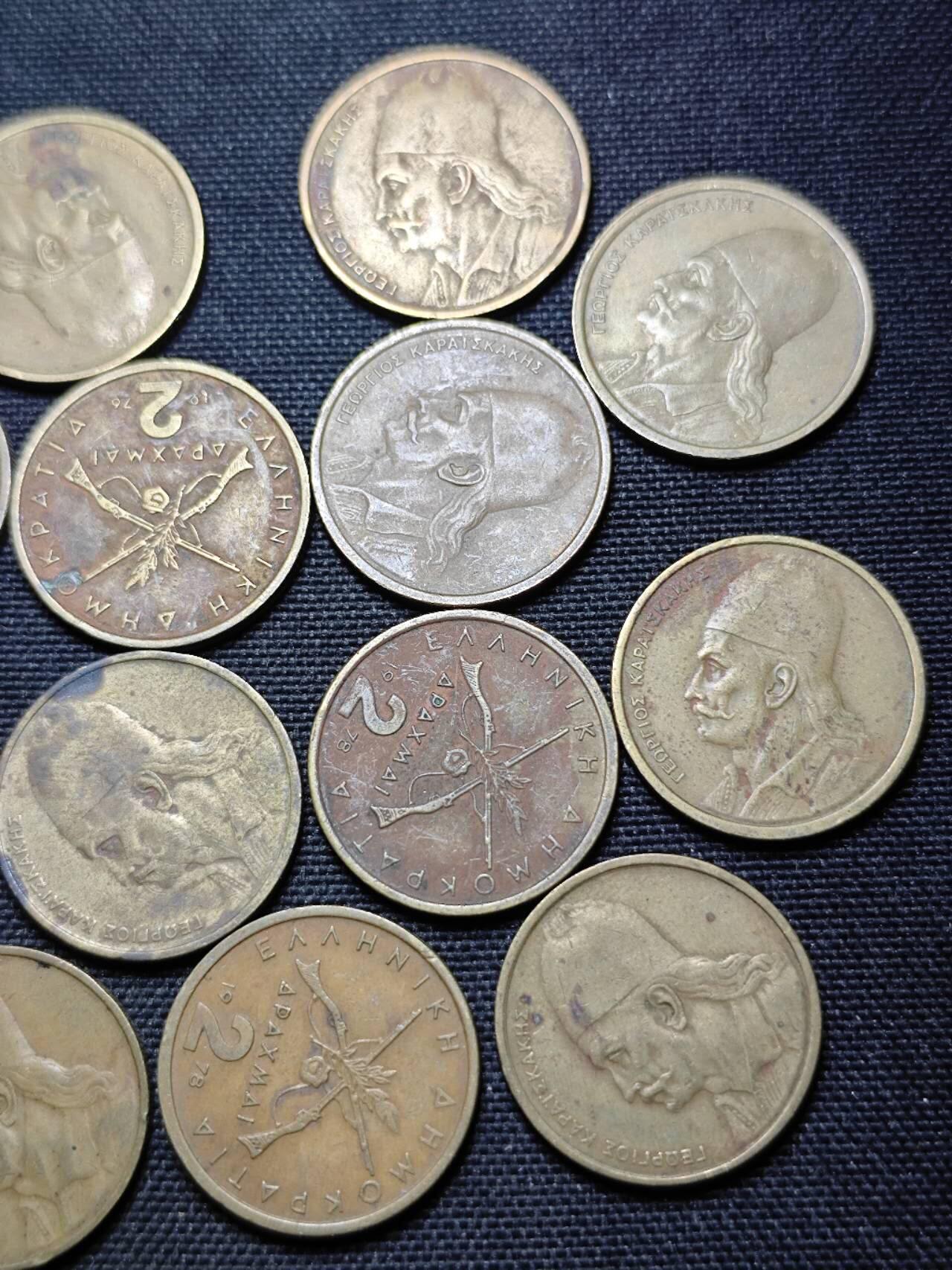 KK钱币收藏小铺  第359场  2月预留时间 周末发货  希腊2德拉克马铜币一组19枚