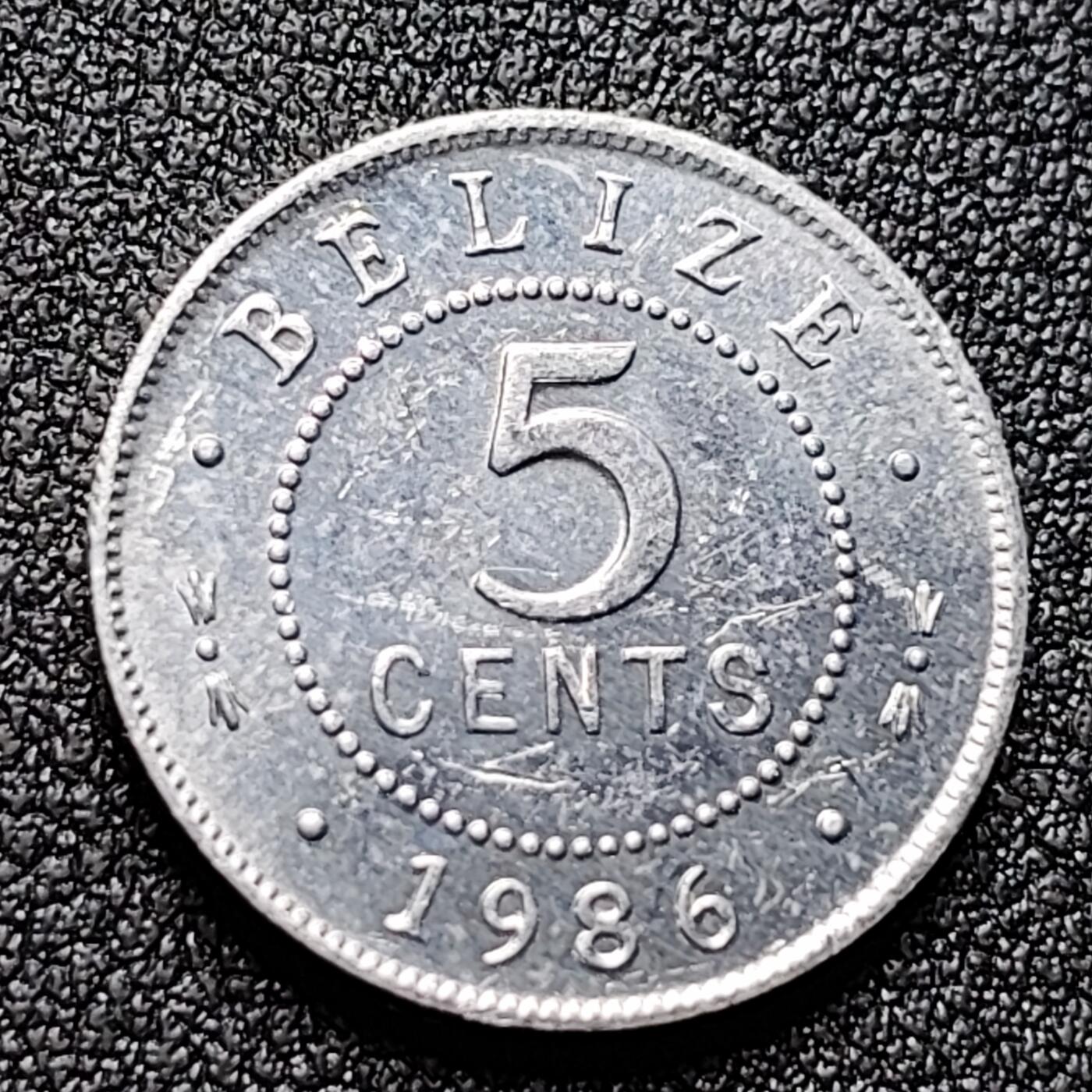 泉币菌-第119场-精品福利场 原光美品 英属伯利兹1986年5分铝币，伊丽莎白二世，20mm