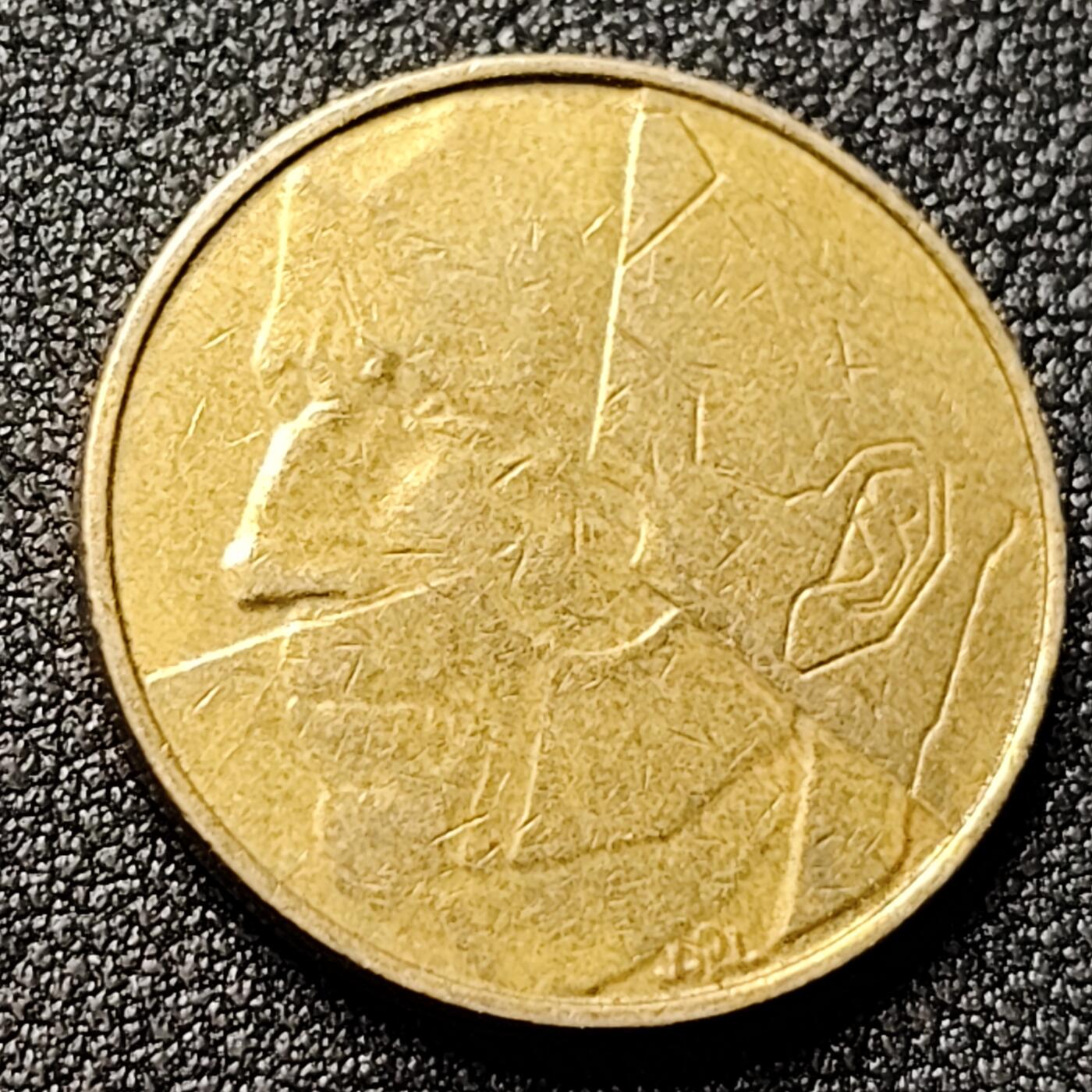 泉币菌-第118场-精品福利场 24mm 法语版 比利时5法郎铜币硬币 1986年