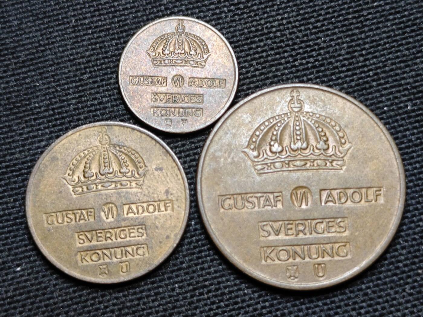 KK钱币收藏小铺  第359场  2月预留时间 周末发货  瑞典大小面值铜币一套