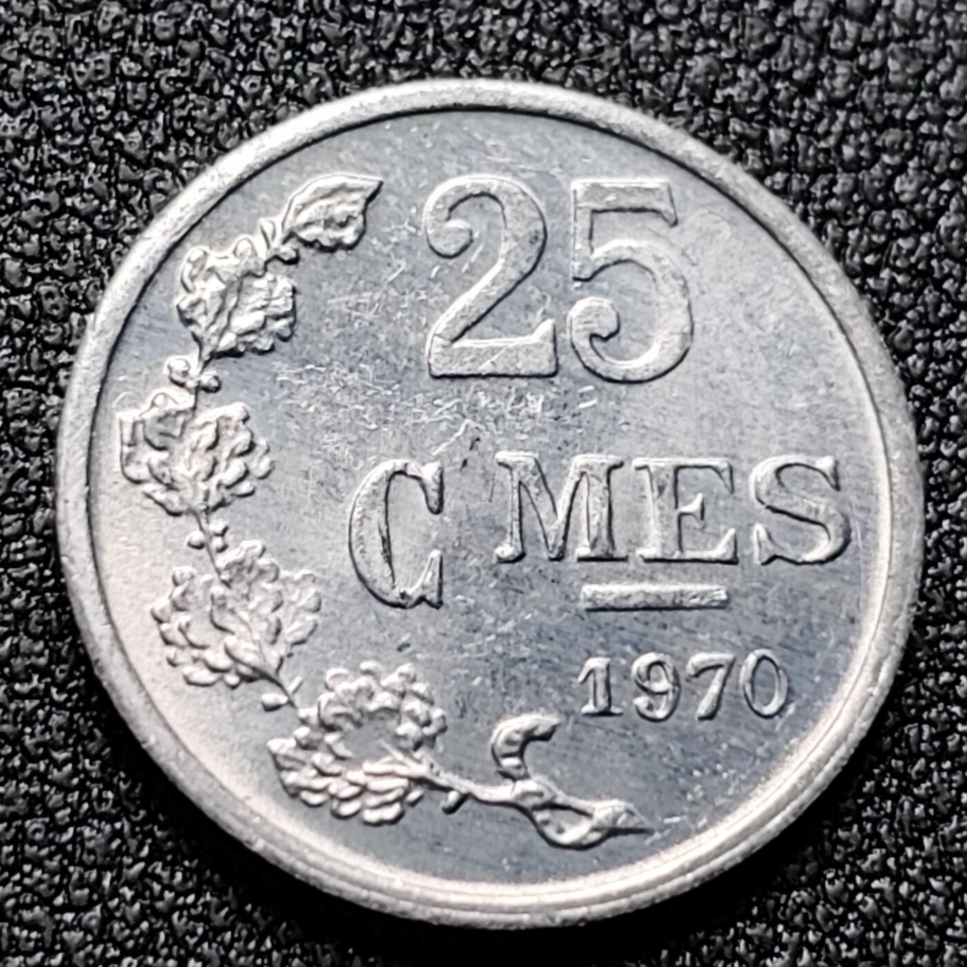 泉币菌-第119场-精品福利场 原光极美 卢森堡1970年 25生丁硬币 铝币19mm1