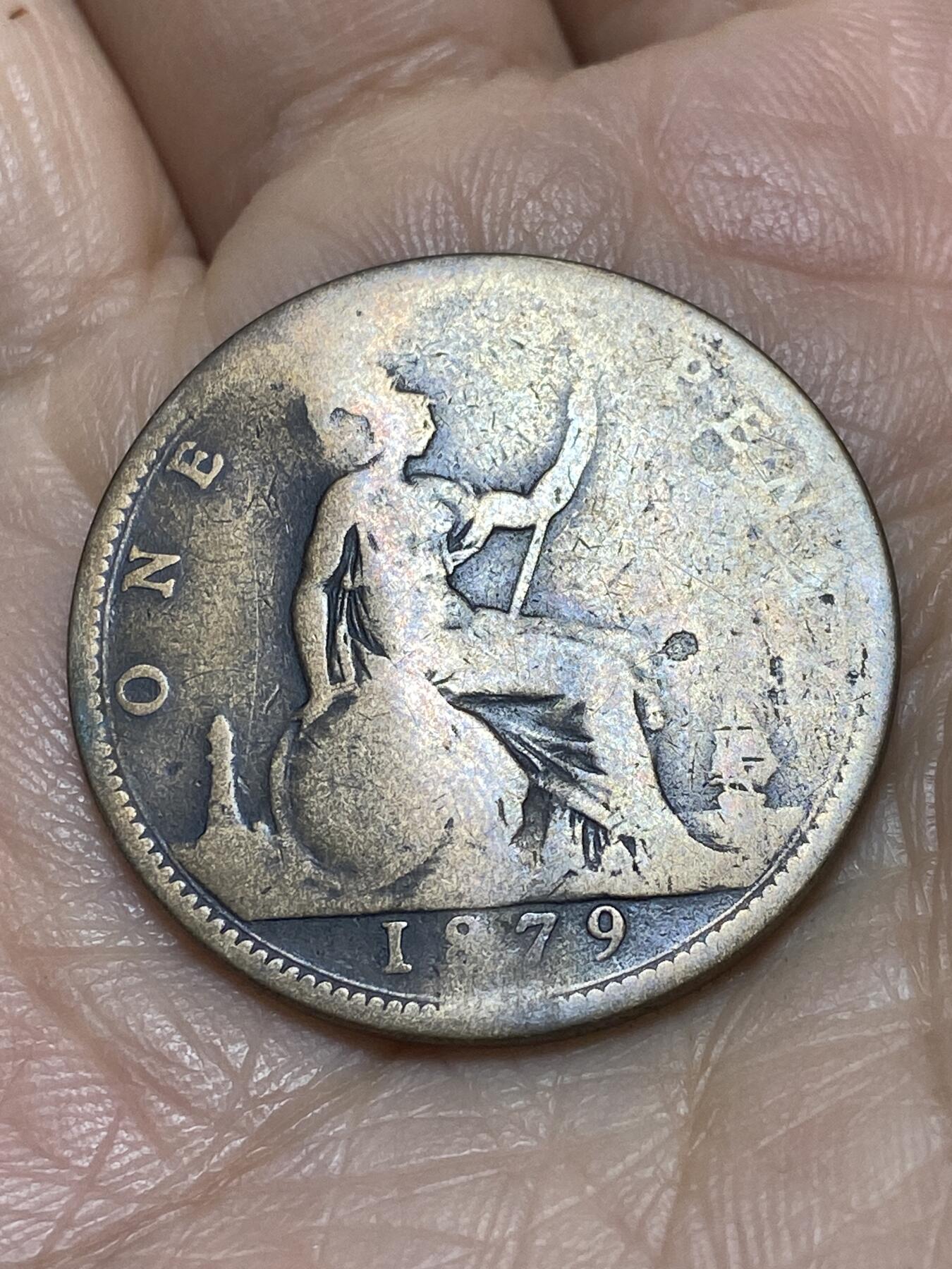 2025年第一百一十八场(总第一百四十四场）外国好品散币(免佣金) 英国🇬🇧1879年1便士(维多利亚女王中年桂冠第二版)