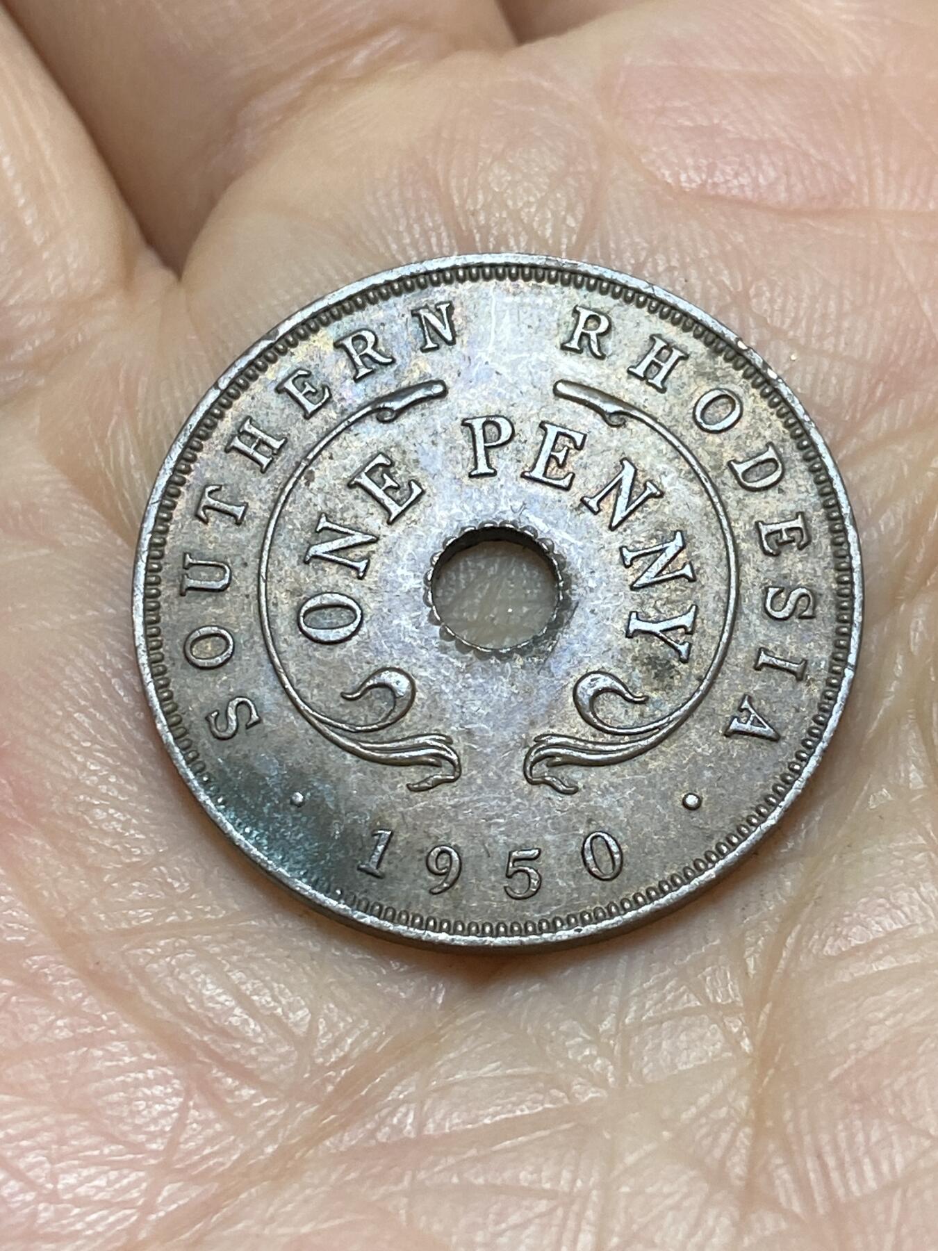 2025年第一百一十八场(总第一百四十四场）外国好品散币(免佣金) 稀年–南罗得西亚1950年1便士(乔治六世第三版，发行量最少年份)