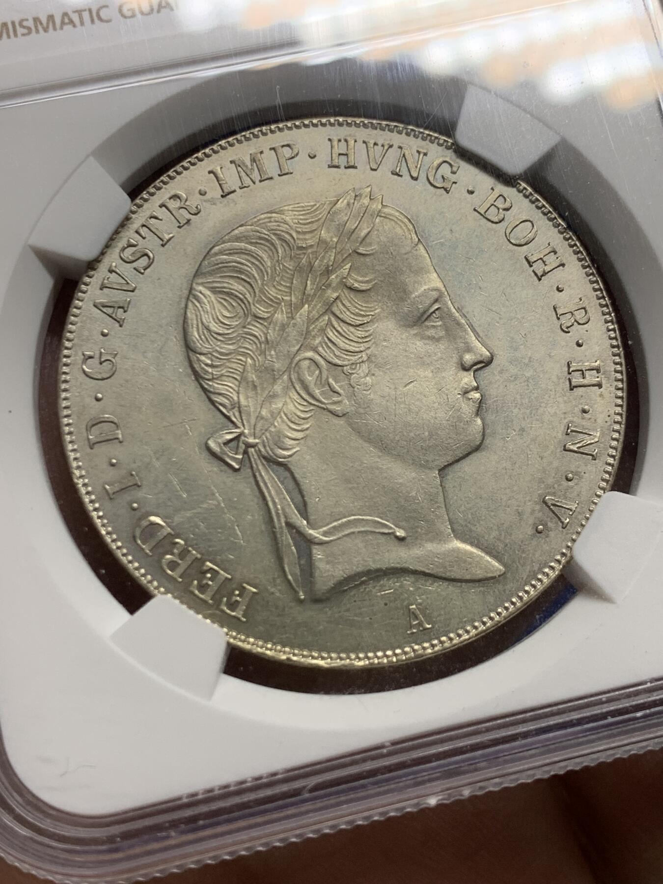 《竞宝斋》第433场 周日，周一 2场连拍 （全场包邮） NGC MS61 奥地利帝国 1843/2A 斐迪南一世 泰勒银币 唯一冠军分 不可多得的藏品